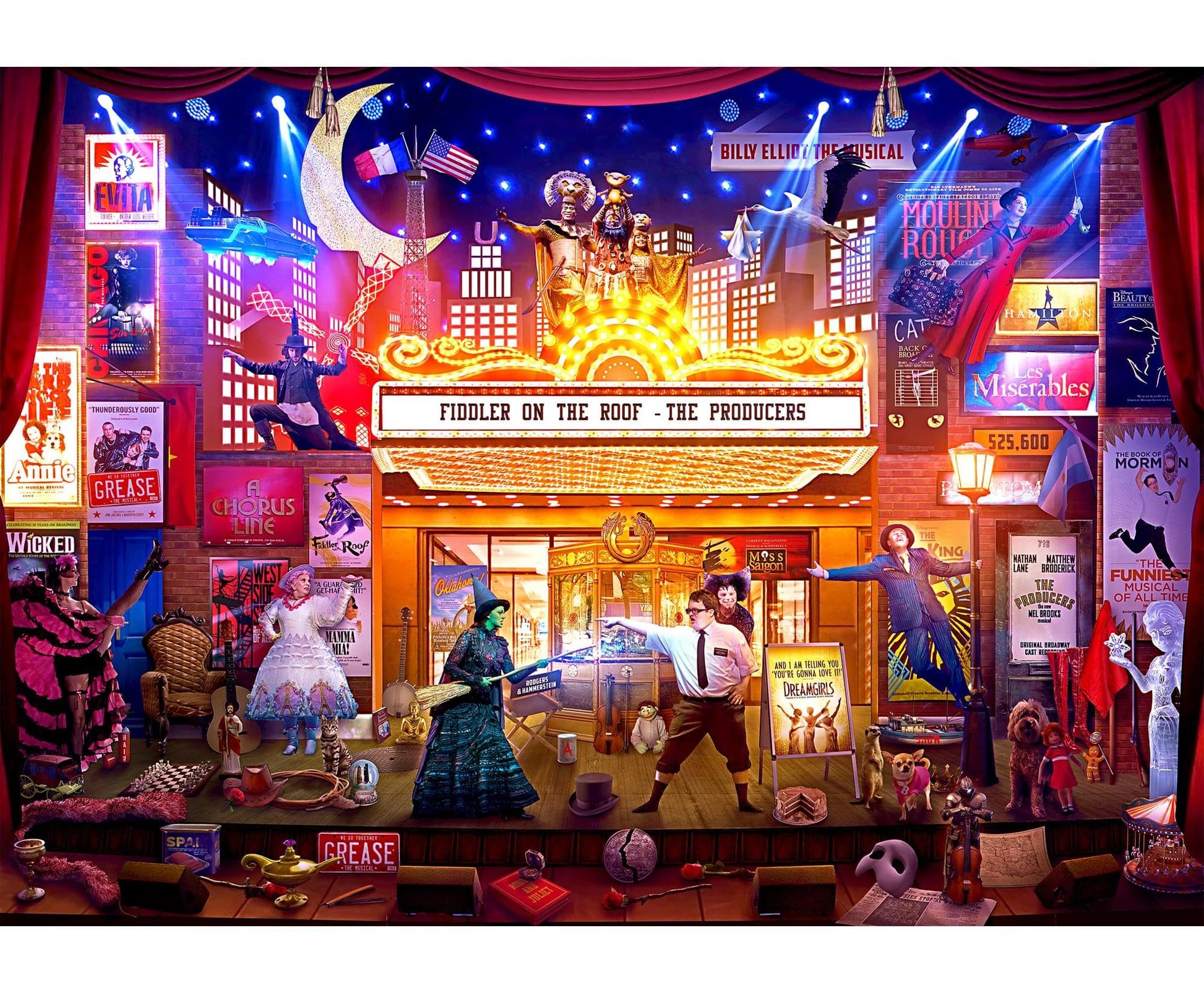 Broadway's Best 1000-Piece Jigsaw Puzzle By Rachid Lotf | Fun Brain Teaser, Toys & Games for Kids and Adults | 28 x 20 Inches