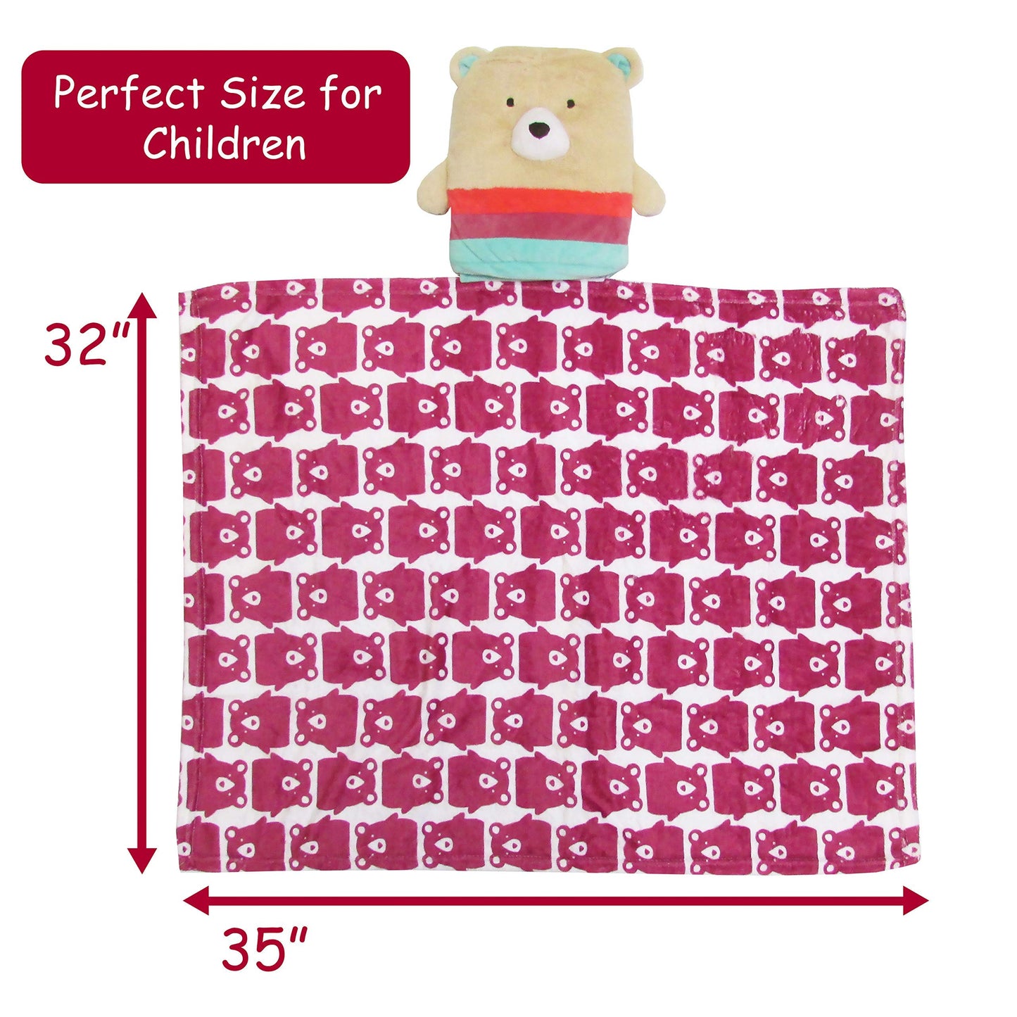 Kids Preferred Rise & Shine Sleepy Stuffs - Plush Stuffed Animal Blanket - Bear, 12 inches