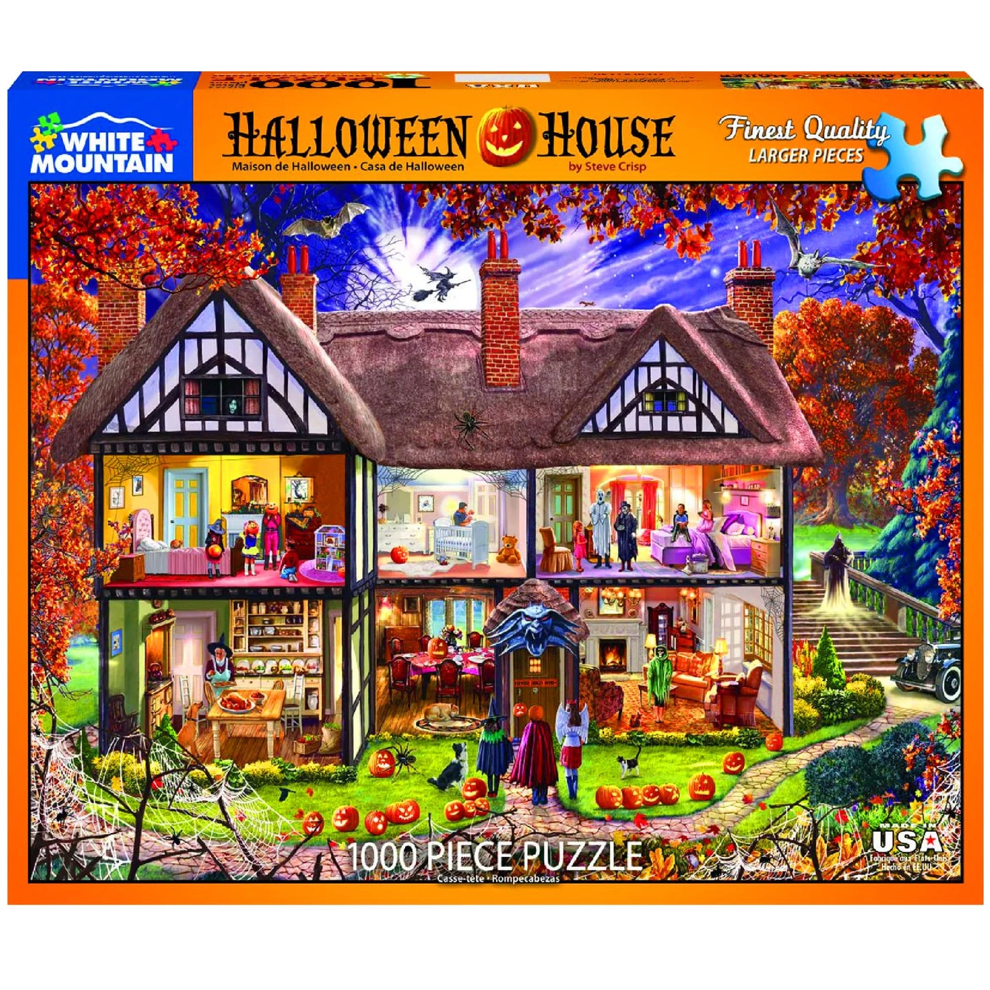 White Mountain 1000 Piece Jigsaw Puzzle Halloween Fall and Autumn Puzzles Large Pieces Gift for Adults and Family 24"x30" - Halloween House