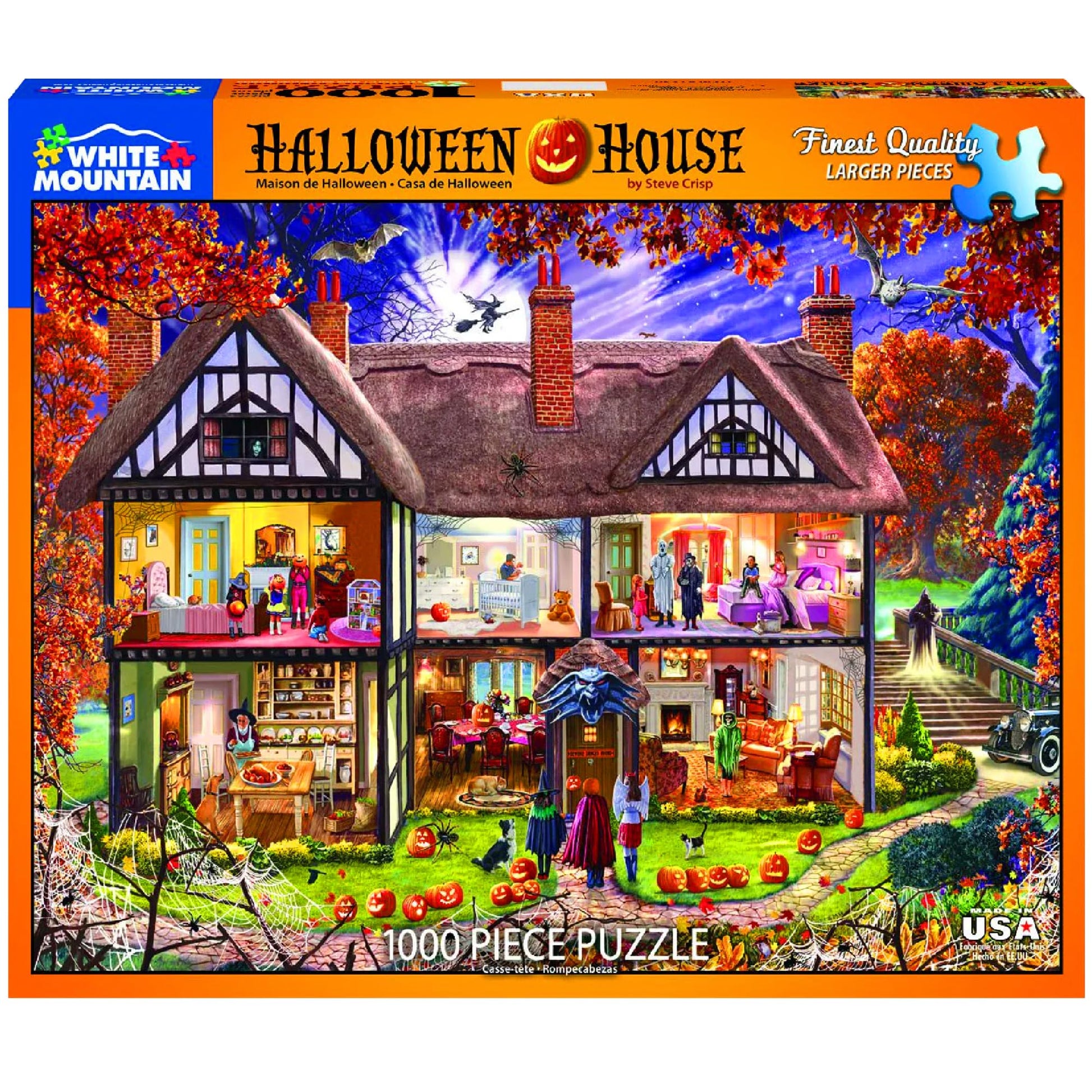 White Mountain 1000 Piece Jigsaw Puzzle Halloween Fall and Autumn Puzzles Large Pieces Gift for Adults and Family 24"x30" - Halloween House