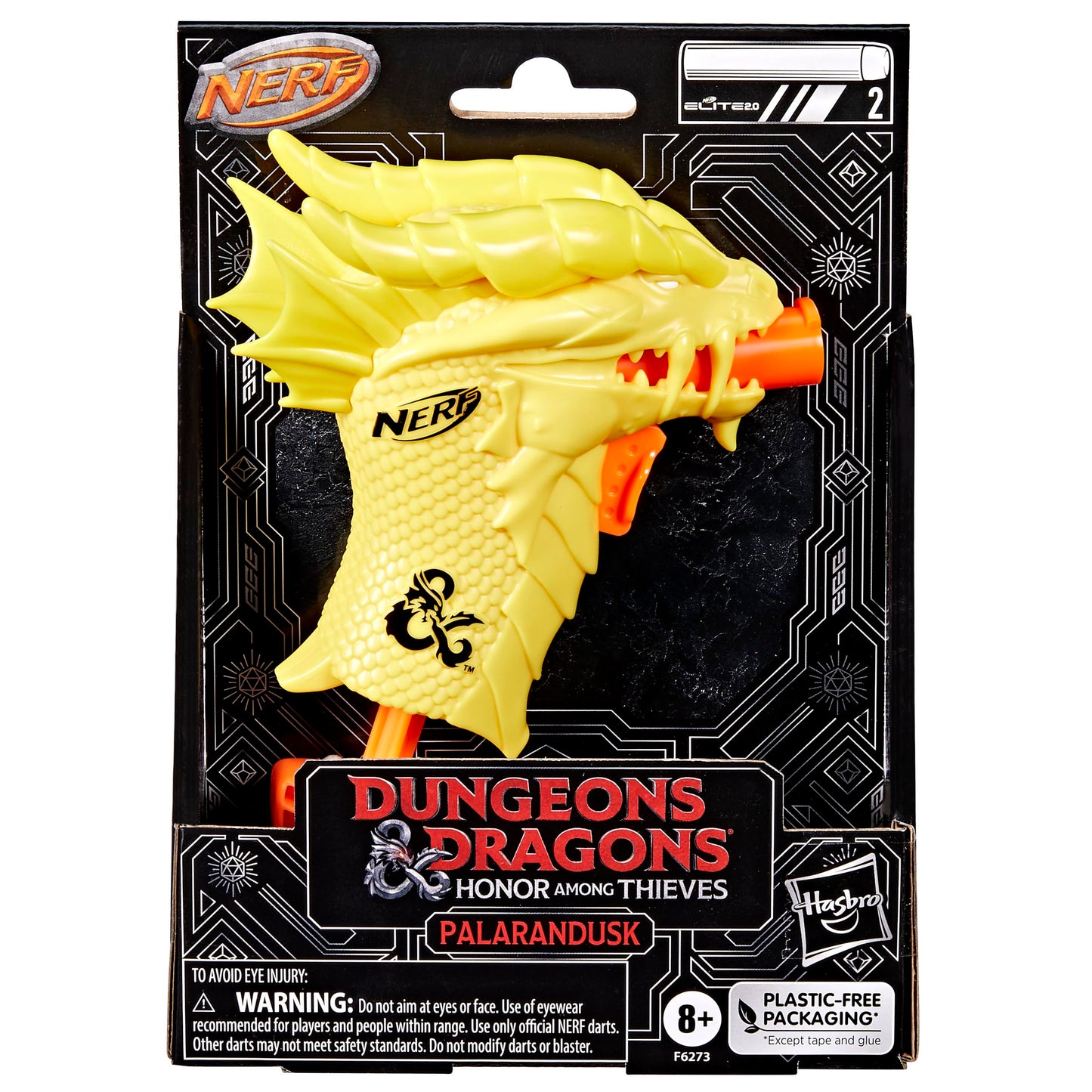 Nerf MicroShots Dungeons & Dragons Palarandusk Blaster, 2 Elite 2.0 Darts, Kids Outdoor Games, D&D Blaster Toys for Ages 8 and Up