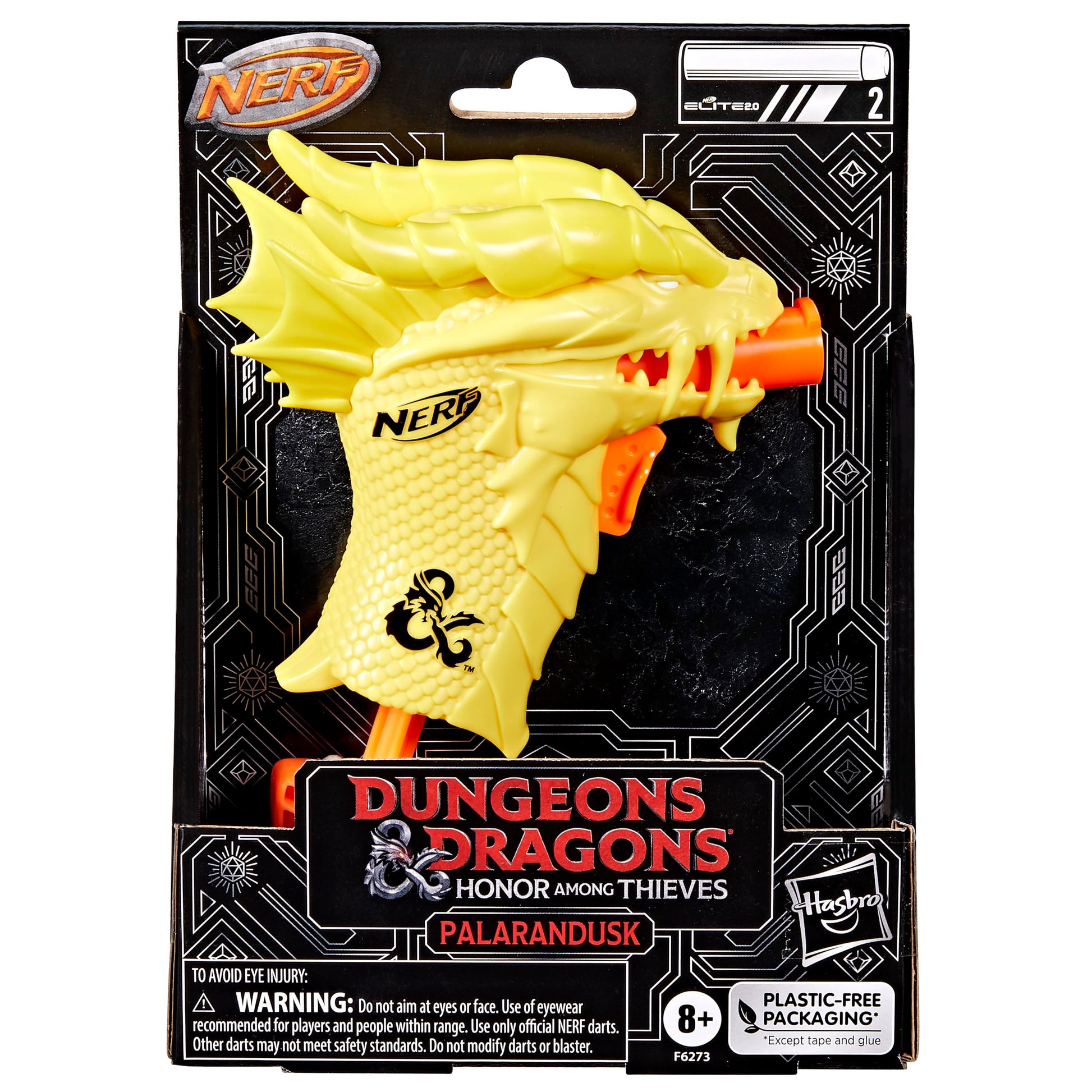 Nerf MicroShots Dungeons & Dragons Palarandusk Blaster, 2 Elite 2.0 Darts, Kids Outdoor Games, D&D Blaster Toys for Ages 8 and Up