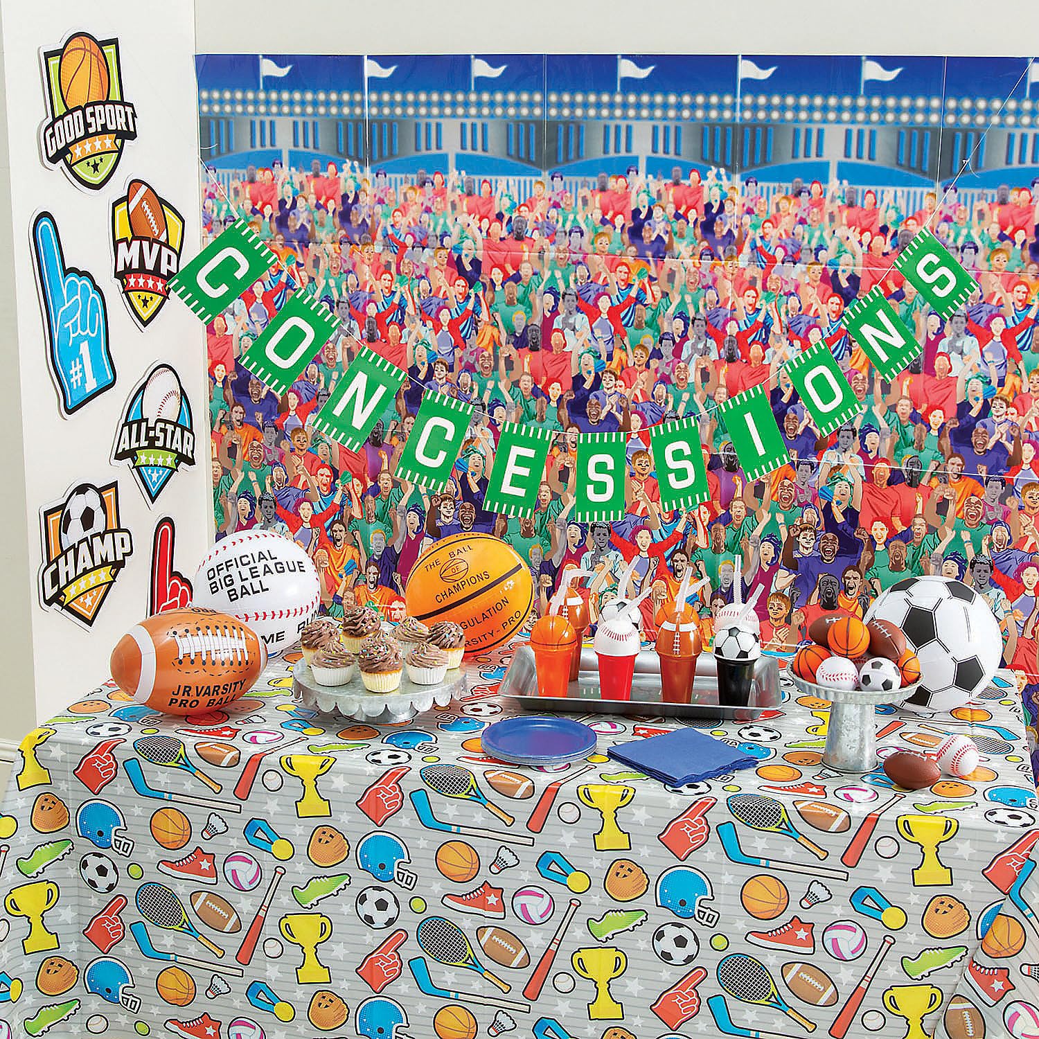 Fun Express Inflatable Sport Ball Assortment Baseballs, Footballs, basketballs and Soccer Balls - VBS Vacation Bible School Supplies/Decor (Set of 12)
