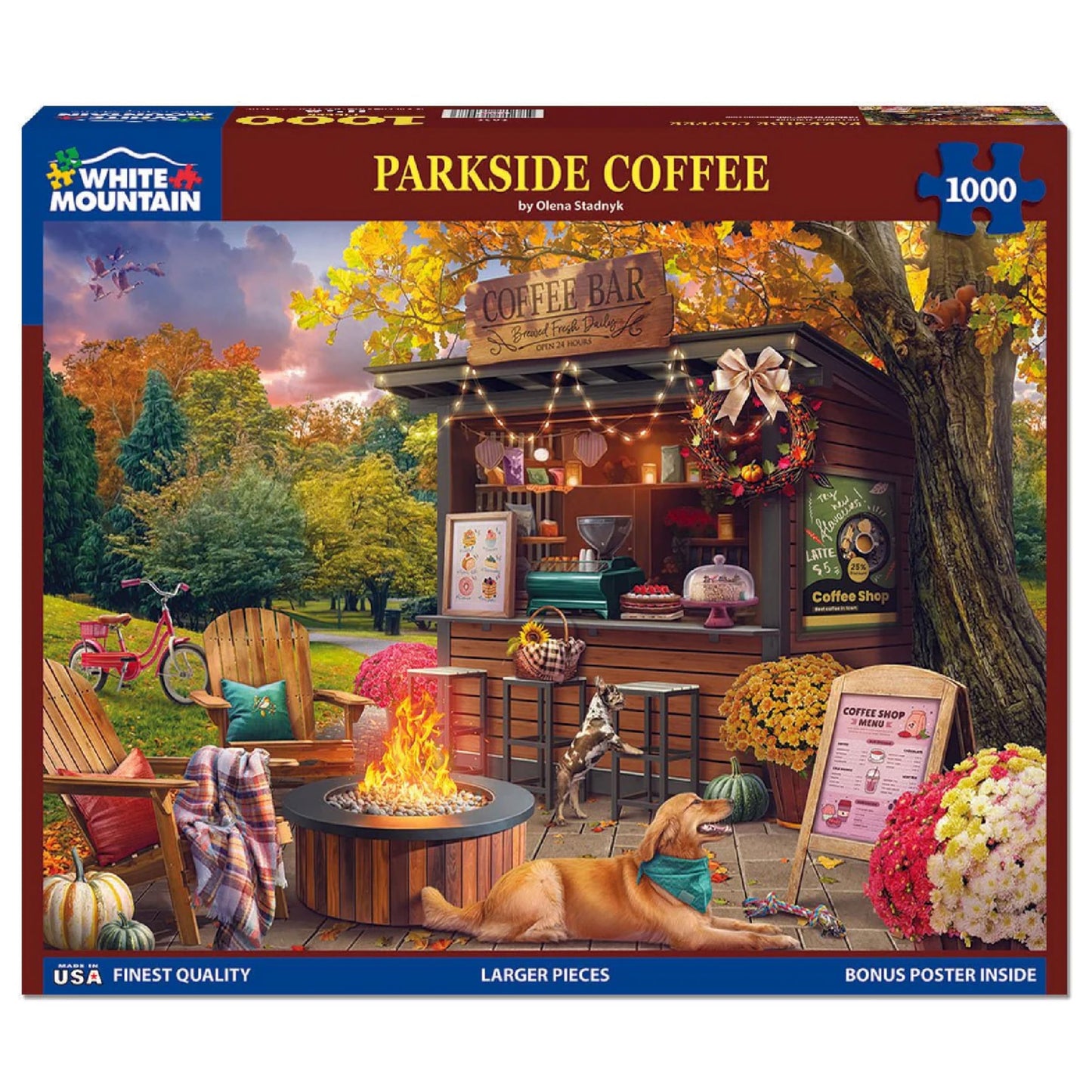 White Mountain 1000 Piece Jigsaw Puzzle Scenic Fall, Parkside Coffee