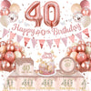 41Pcs Rose Gold 40th Birthday Plates and Napkins for Women,40thBirthday Tableware Set, 40th Birthday Decorations for Women Incl. 20 Plates 20 Napkins