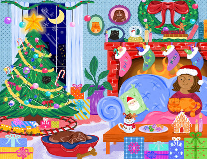 Springbok Stockings and Snuggles 500 Piece Jigsaw Puzzle for Adults and Family - Christmas and Holiday Puzzle - Unique Cut Pieces - Made in USA