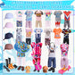 14 Pcs Fashion Doll Clothes Set for 12 Inch Dolls, 2 Outfits with Short Sleeve & Shorts, Includes Doll Shoes, Hat, Skateboard, Guitar & Toy Pets