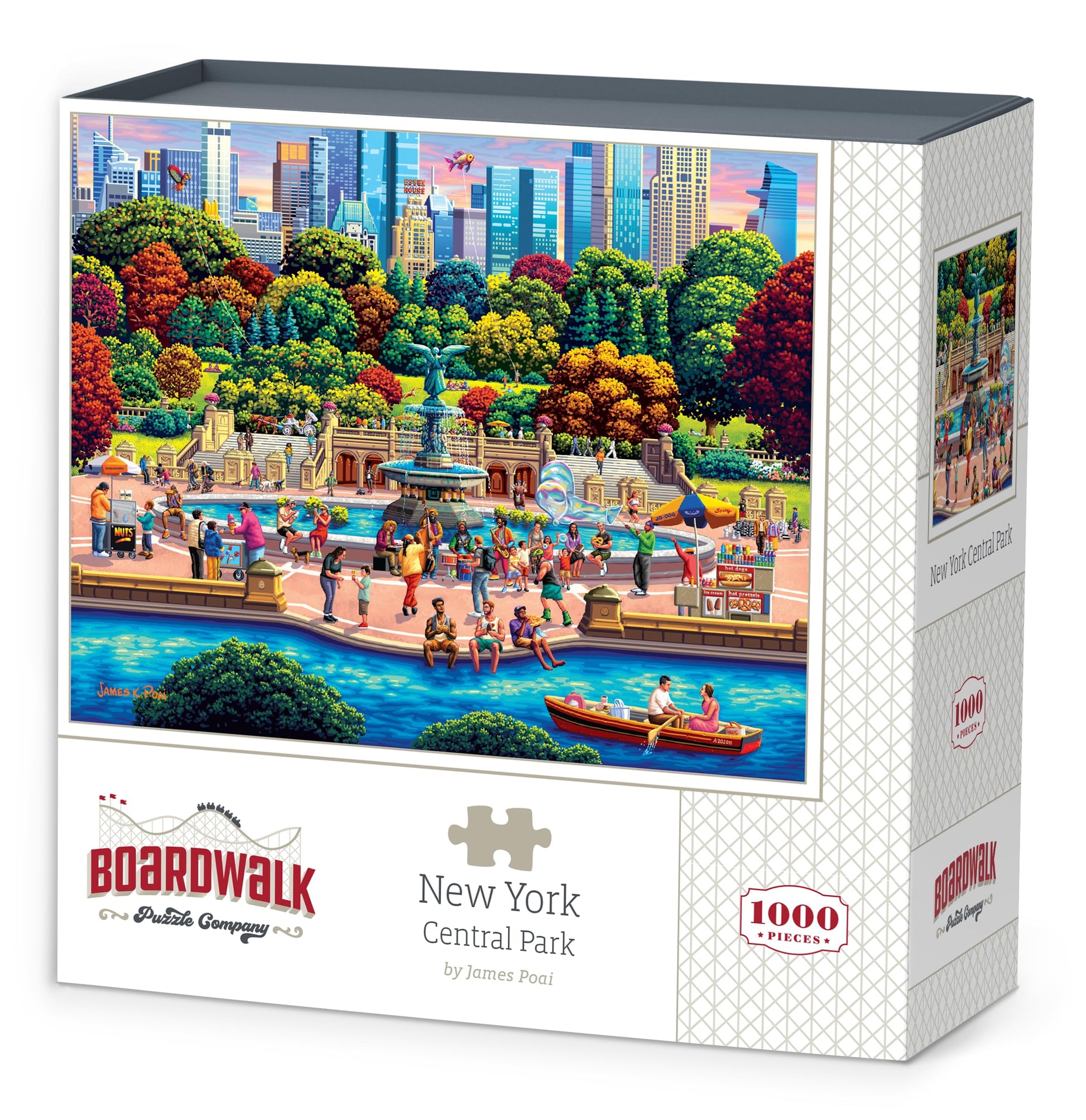 Boardwalk New York Central Park 1000 Piece Jigsaw Puzzle Fun Colorful Autumn Puzzles with Premium Box, Gift for Adults and Family 19"x26"