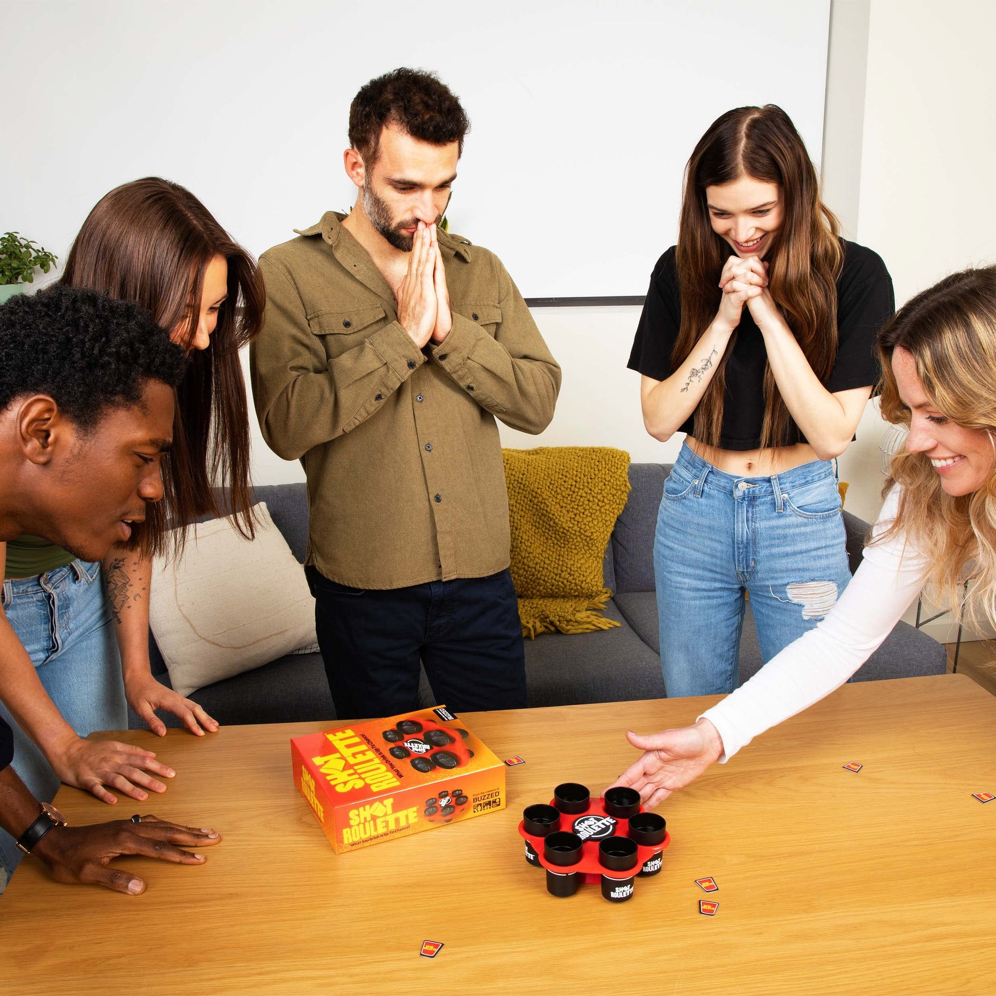 Buzzed: Shot Roulette by Relatable - The Roulette Wheel Drinking Game for Adults, Bachelor Party Games, Includes 1 Shot Roulette Wheel and 6 Shot Cups