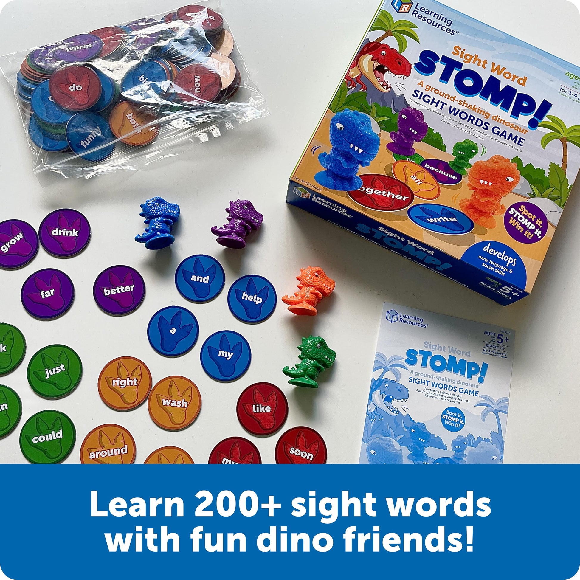 Learning Resources Sight Word Stomp! - Alphabet Toys, Phonics Flash Cards, Classroom Board Games, ABC Homeschool, Reading Manipulatives, Gifts