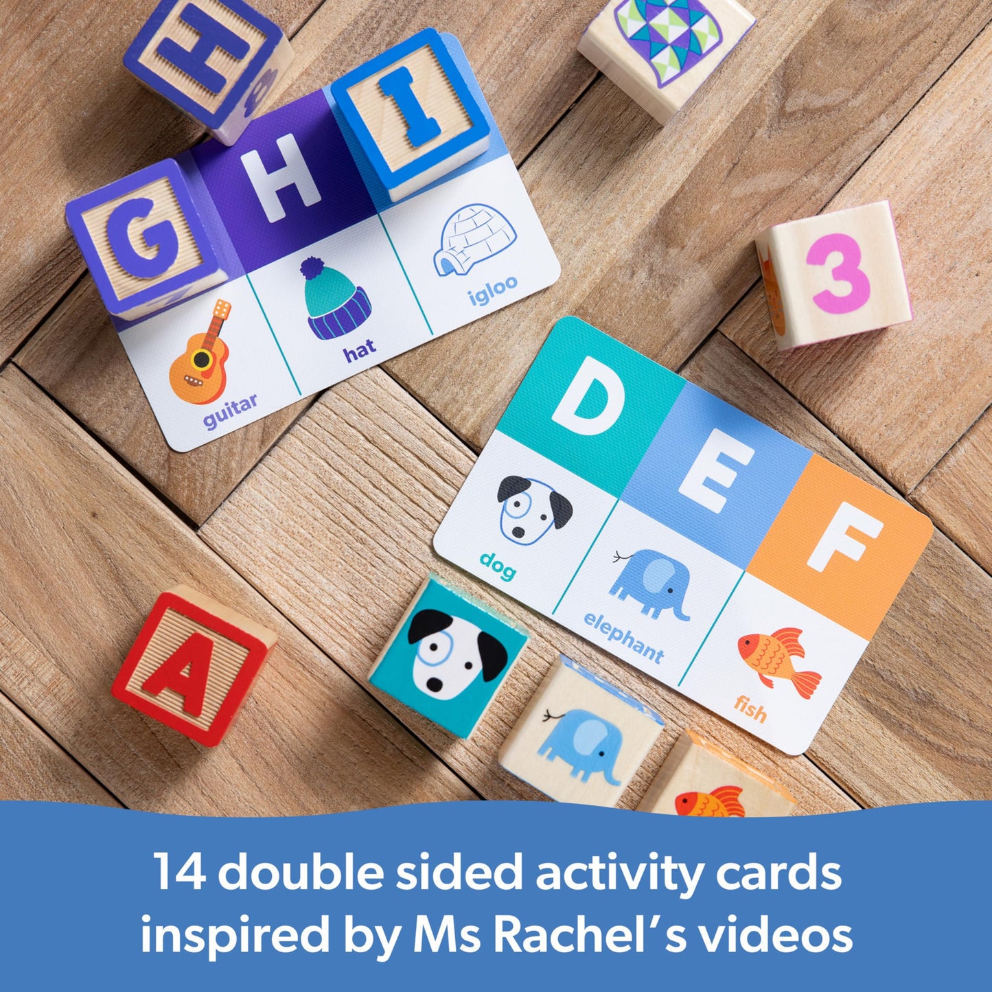 Melissa & Doug Ms. Rachel Letter, Number, and Game Wooden Learning Blocks with Activity Cards for Girls and Boys Toddlers Ages 18 Months+ - FSC