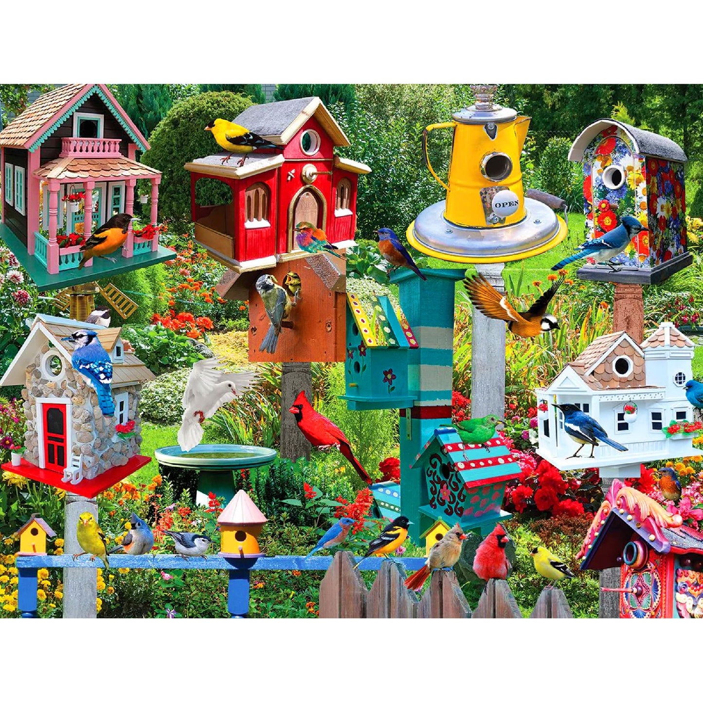 White Mountain Puzzles Birdhouse Village - 500 Piece Jigsaw Puzzle