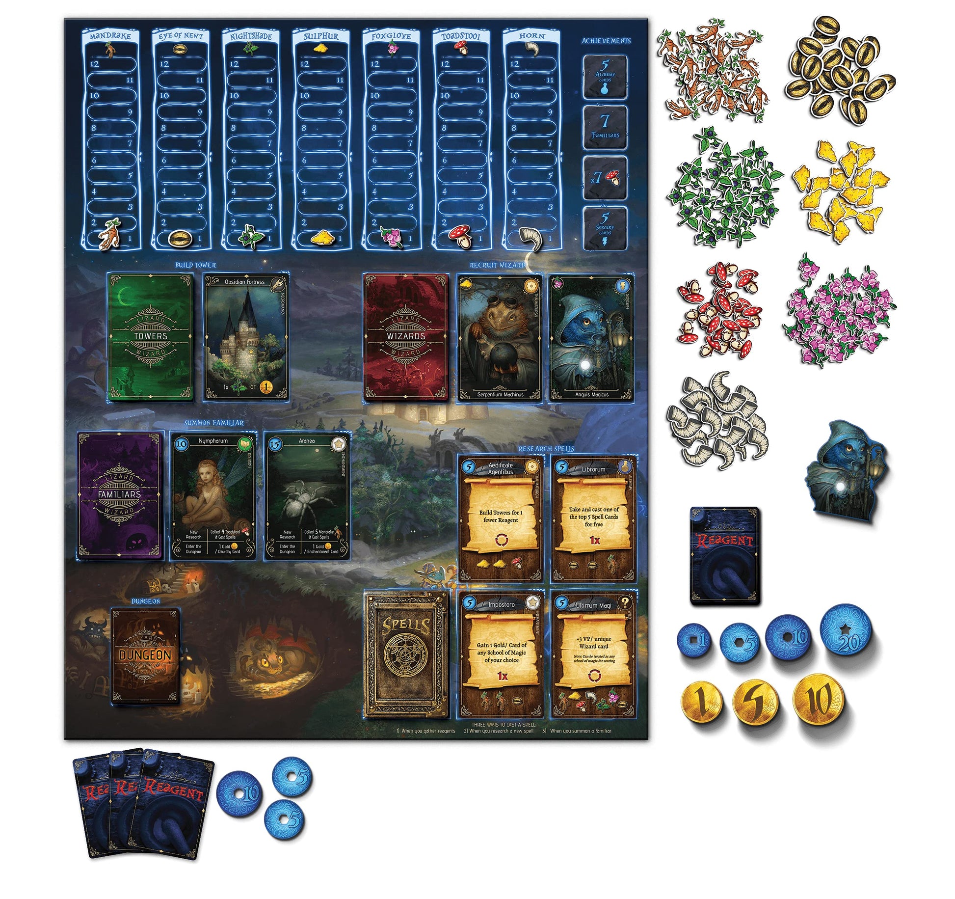 Forbidden Games, Lizard Wizard - Fantasy Strategy Game of Spellcasting, Potions, and Mystical Creatures, Ages 10+, 2-6 Players, Family Game Night