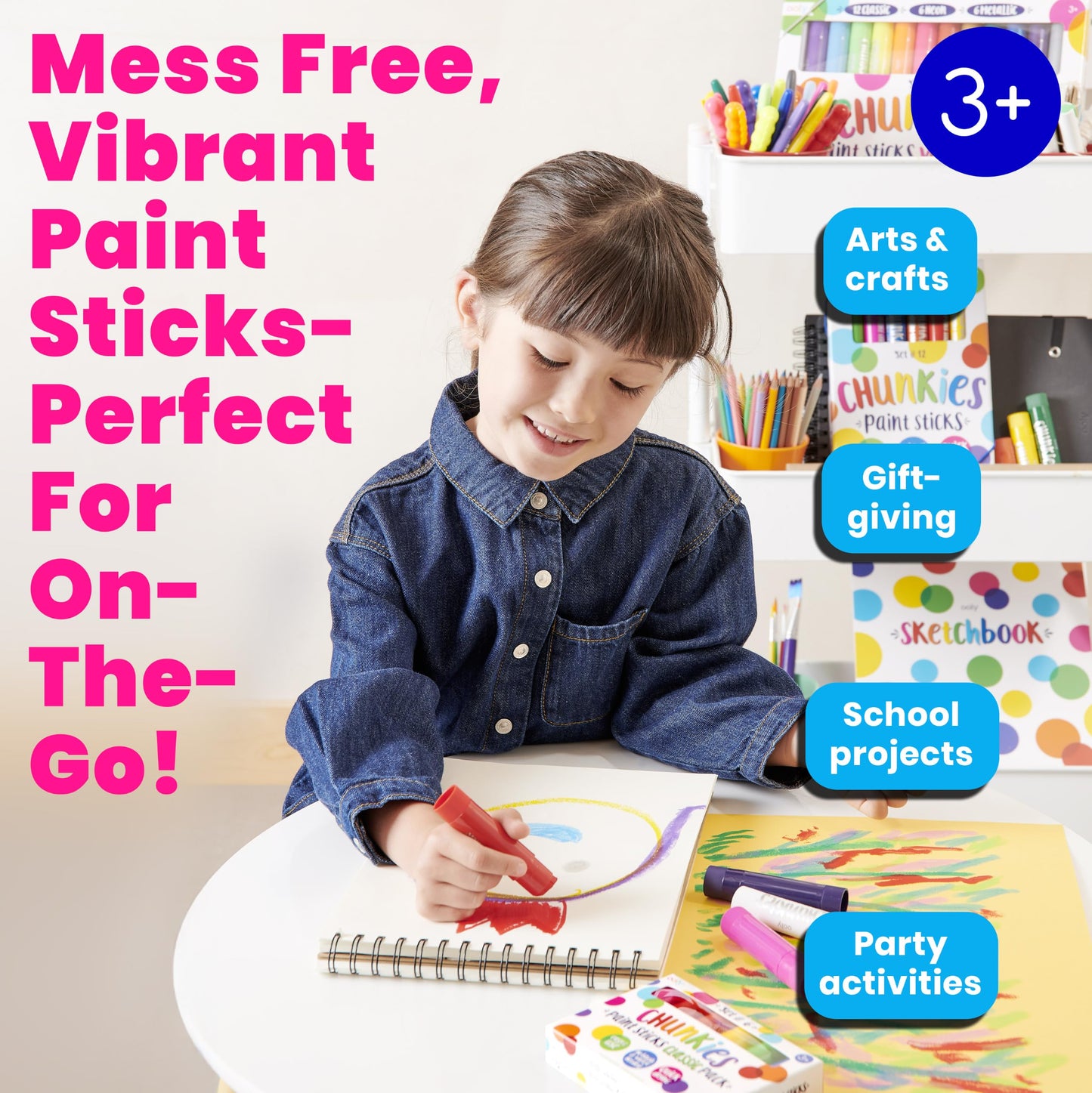 Ooly Chunkies 6 Metallic Paint Sticks For Kids, Tempera Paint Sticks Metallic Colors Set, No Mess Quick Drying Art Supplies for Toddlers and Kids
