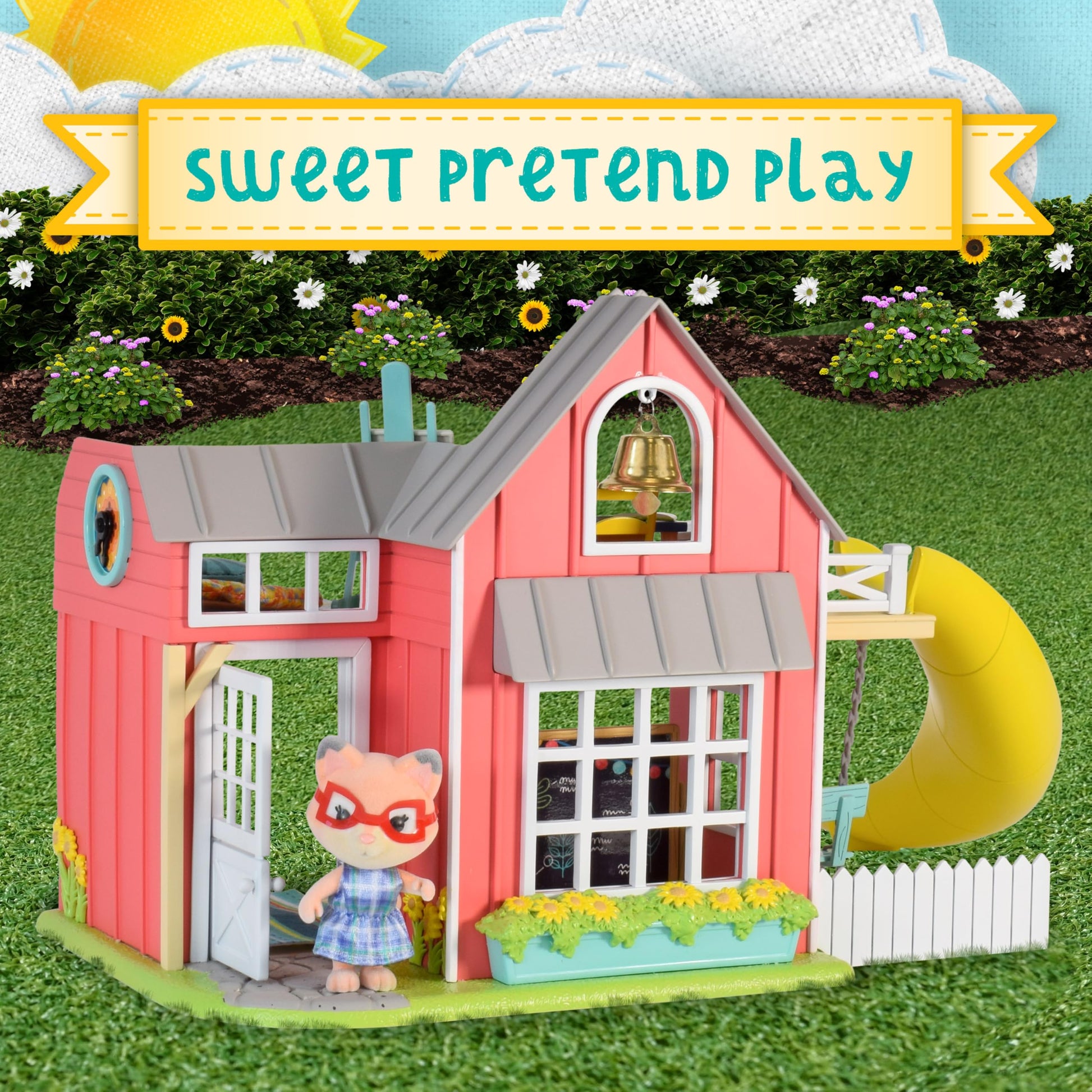 Honey Bee Acres Sunshine Meadow School Complete Set with Miniature Flocked Figure, 21 Pieces , Ages 3+