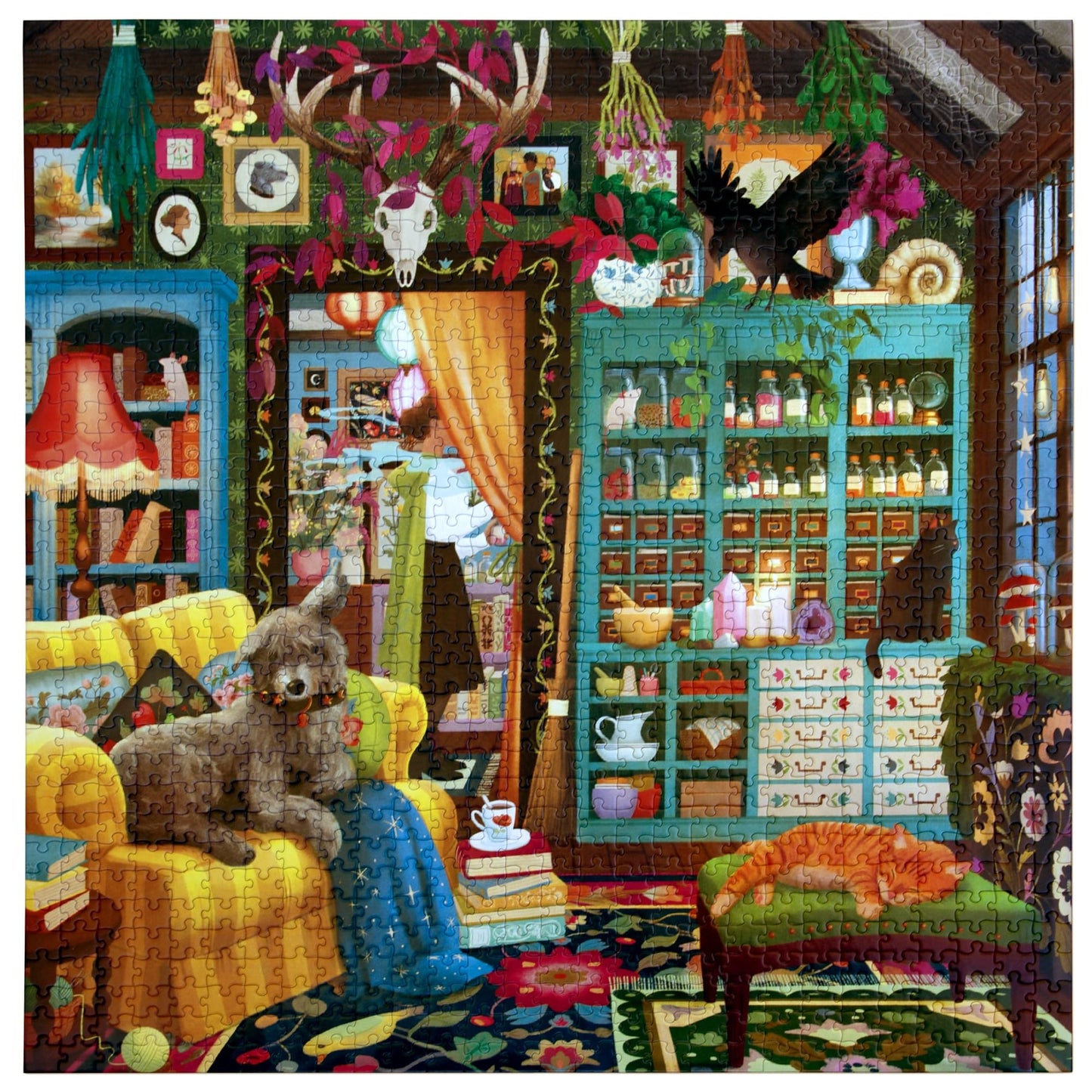 eeBoo Sorcerer's Den 1000 Piece Square Jigsaw Puzzle, 23" x 23"