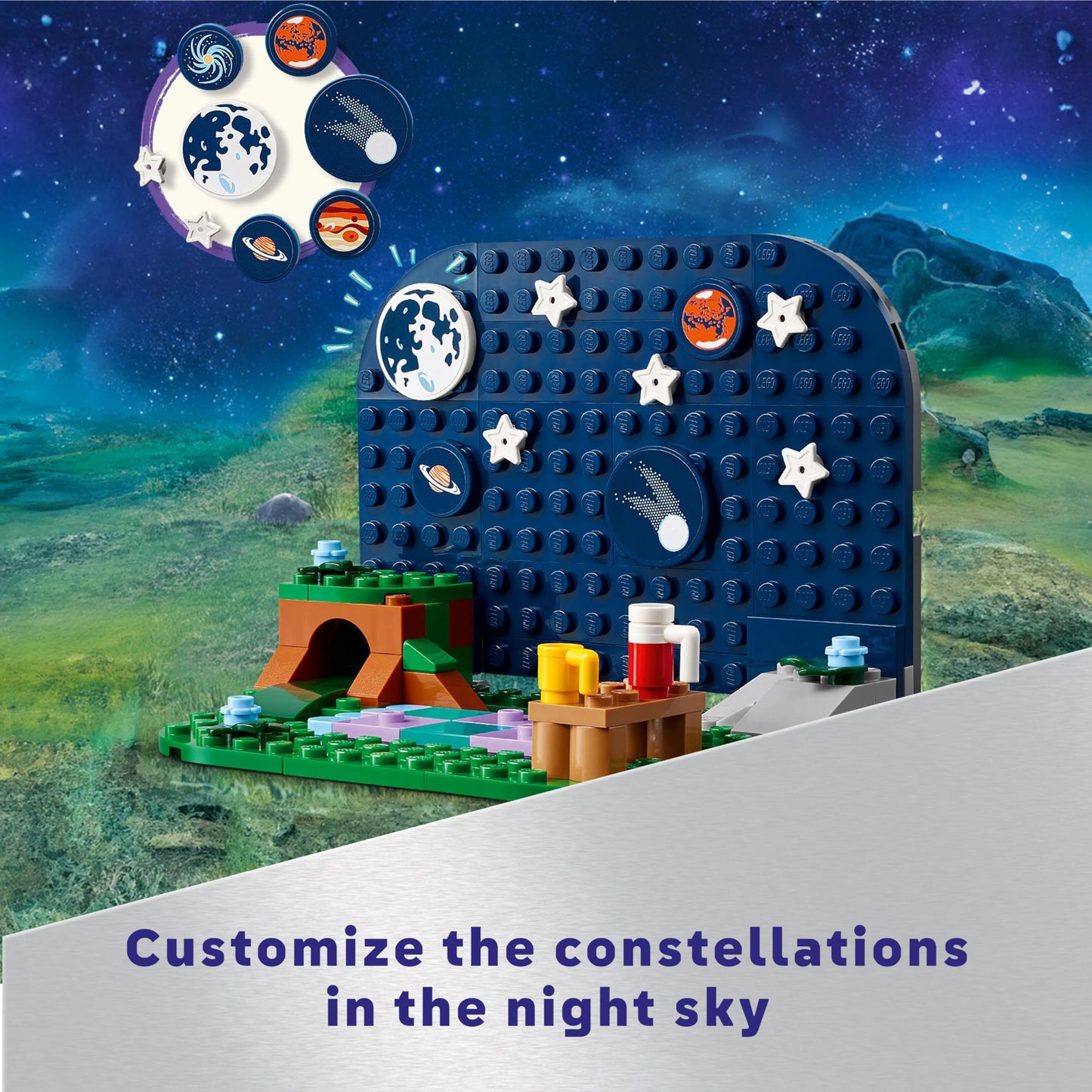 LEGO Friends Stargazing Camping Vehicle Adventure Toy, Includes 2 Mini-Dolls, Camping Trailer, Telescope Toy, and a Dog Figure, Science Gift Idea