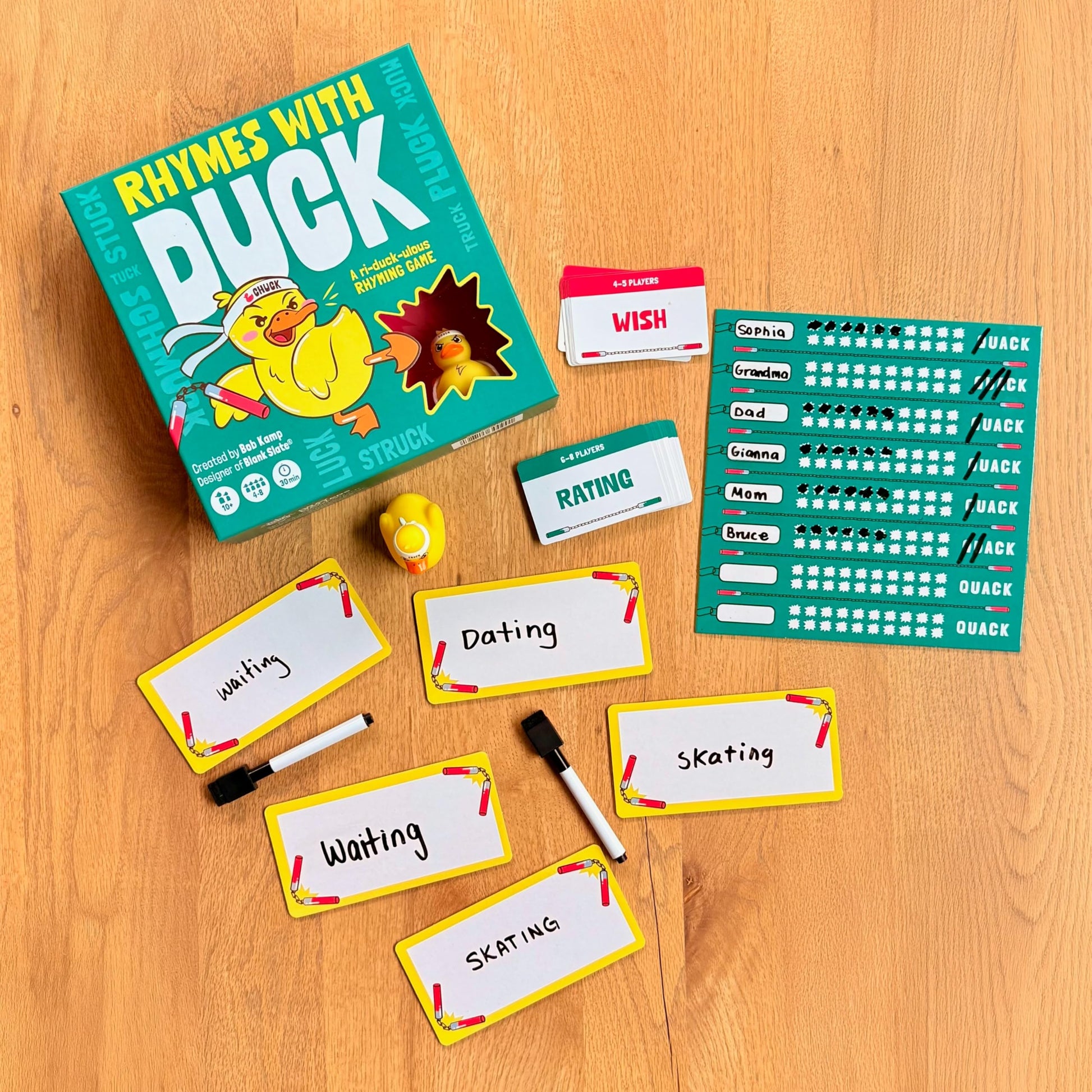 Gray Matters Games Rhymes with Duck Board Game - Fun Wordplay Game for Families and Parties