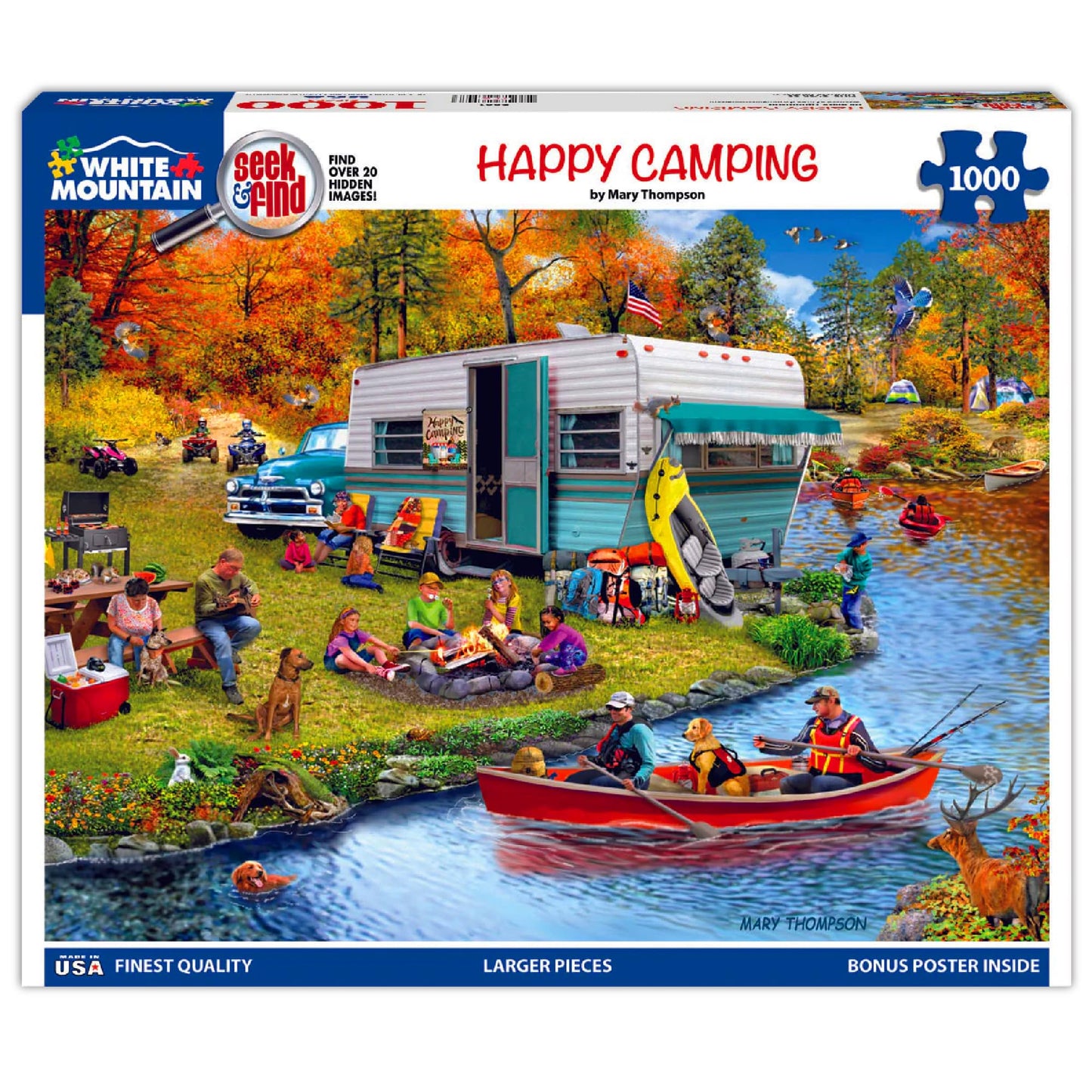White Mountain 1000 Piece Jigsaw Puzzle Autumn and Fall Lake, Seek & Find