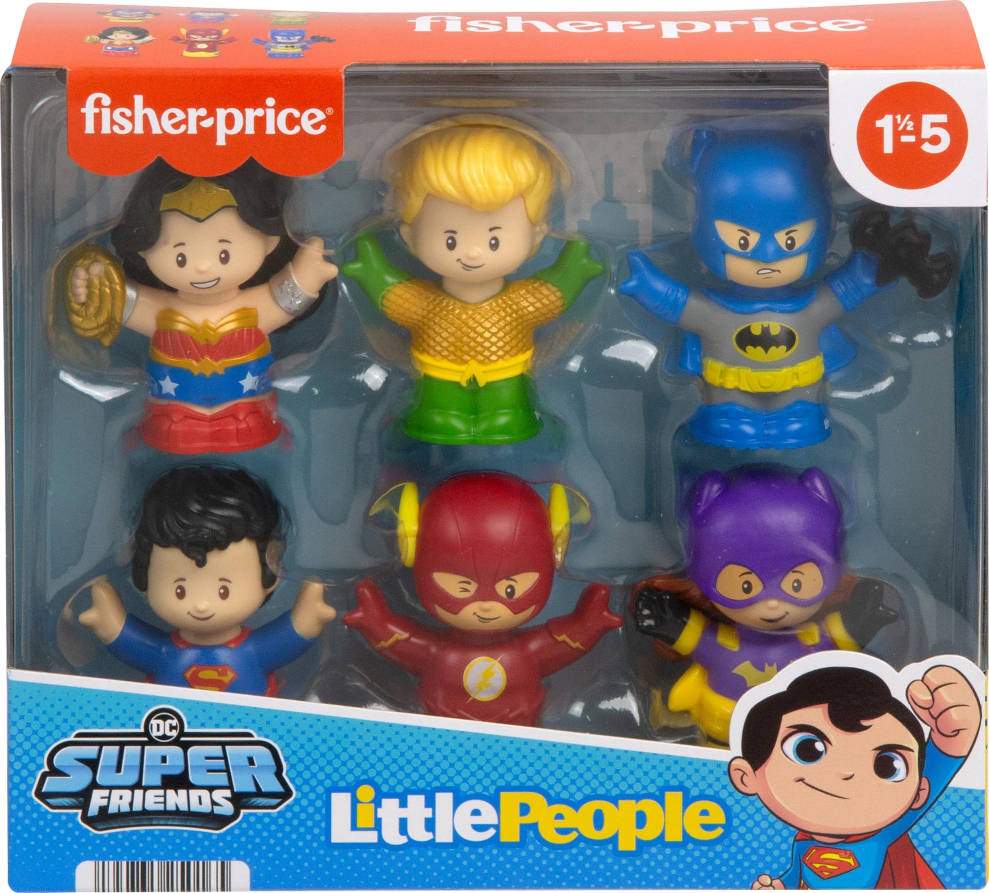 Fisher-Price Little People DC Super Friends, 6 Figures Ages 18+ Months