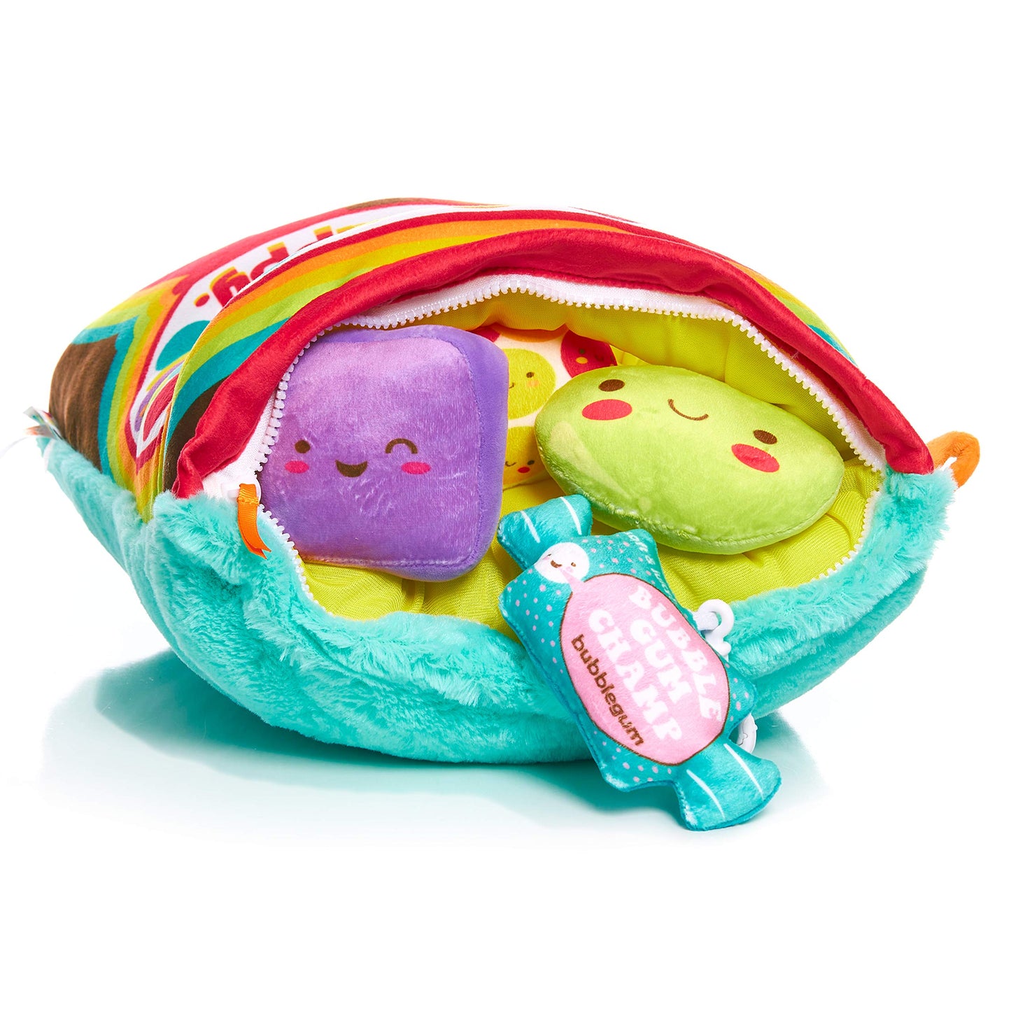 KIDS PREFERRED Cuddle Pal 16” Gumball Machine Pillow with Three Plush Toys and Clip On Pal Inside - Peek n’ Pals