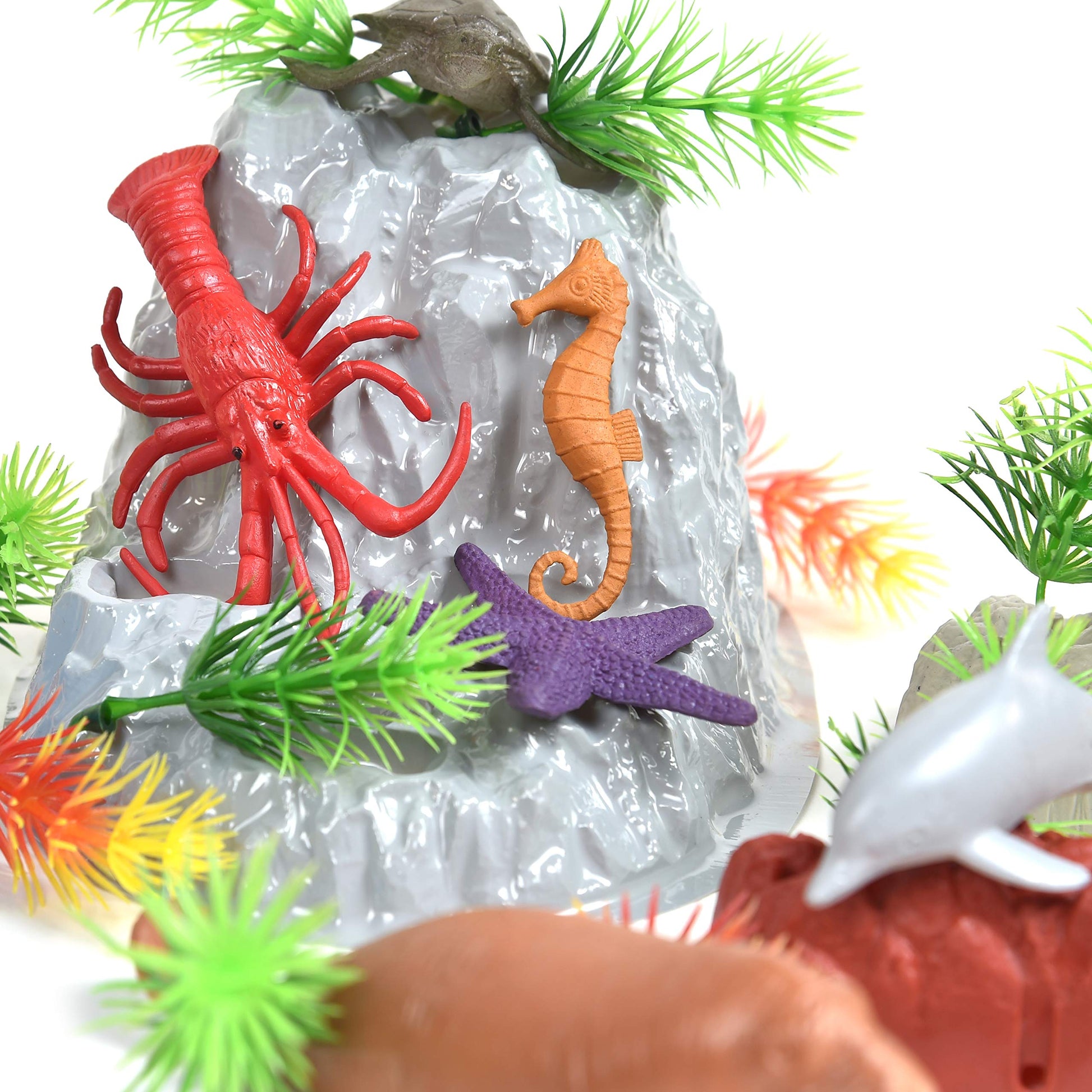 Sunny Days Entertainment Sea Creature Bucket - 56 Piece Toy Play Set for Kids | Aquatic Animals Plastic Figures Playset with Storage Bucket