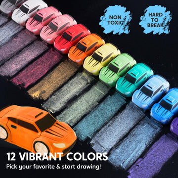 JOYIN 24PCS Race Car Sidewalk Chalk Bulk, Party Favors for Kids, Non Toxic Washable Jumbo Chalk,Toddler Outdoor Toys, Individually Wrapped, Birthday