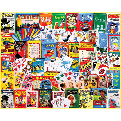 White Mountain 300 Piece Jigsaw Puzzle Retro Collage Gift, Card Games