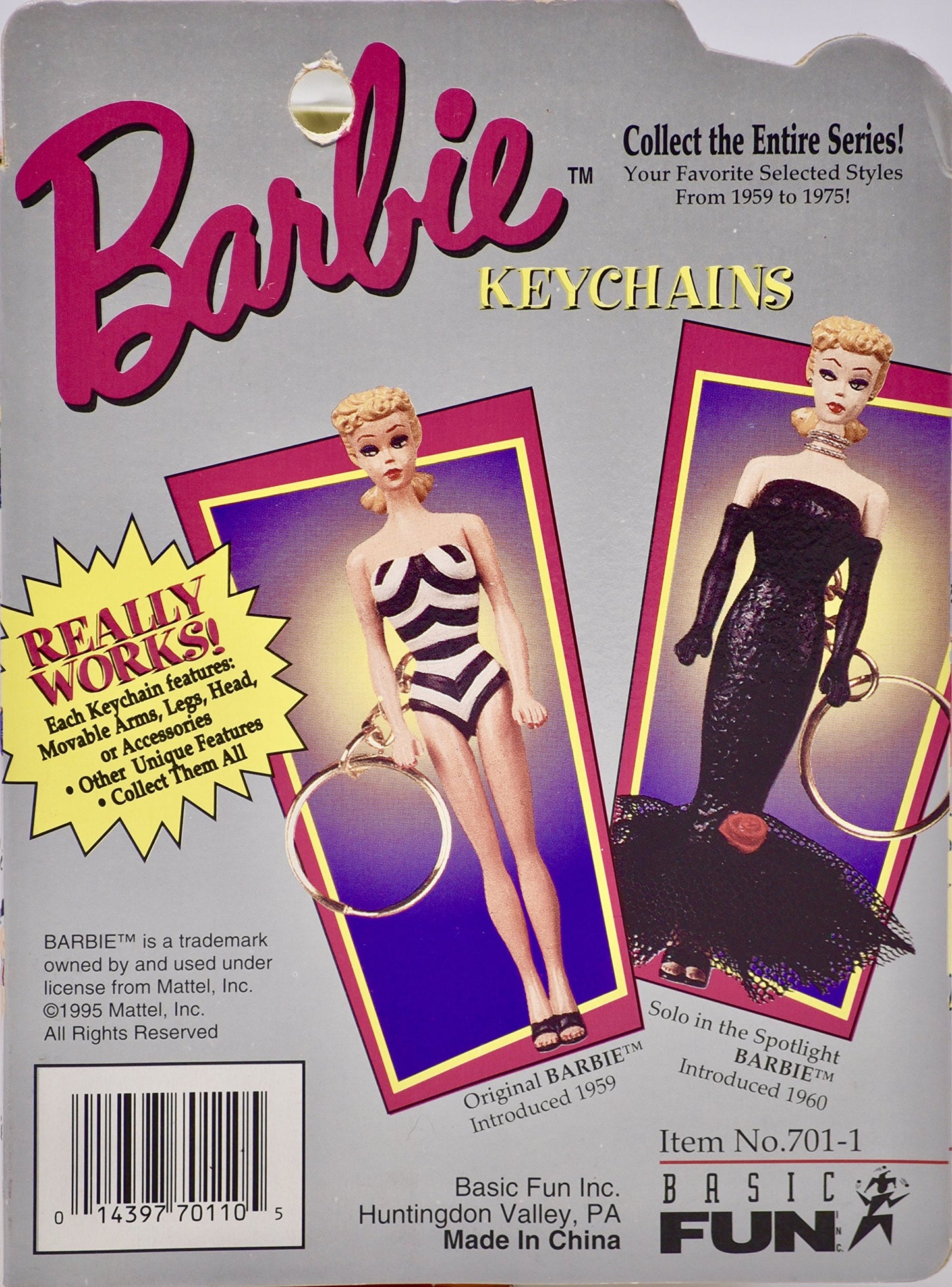 Blonde Barbie Solo in The Spotlight Keychain 1995 Nib