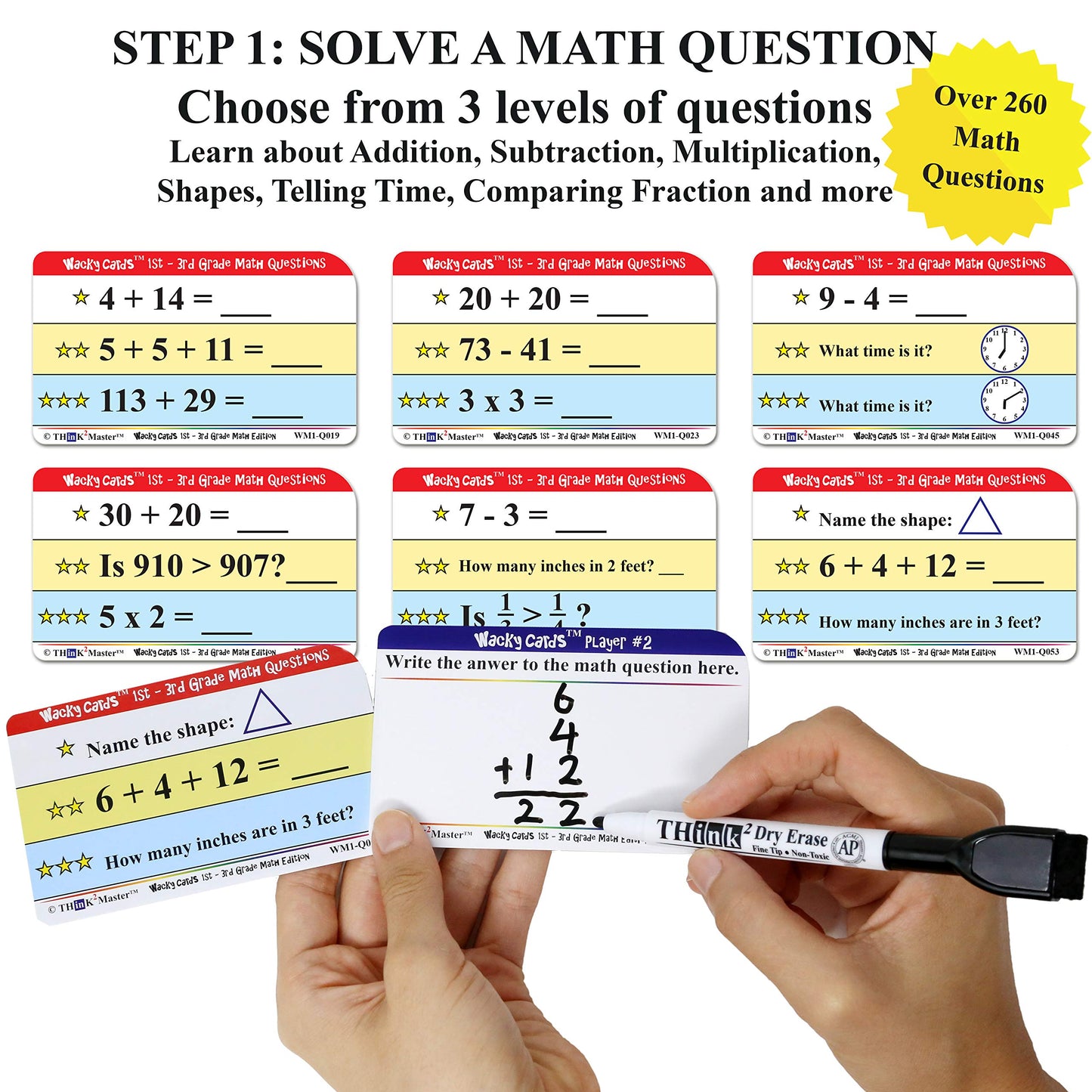 Think2Master Wacky Cards Practicing Math Including Addition, Subtraction & Multiplication.