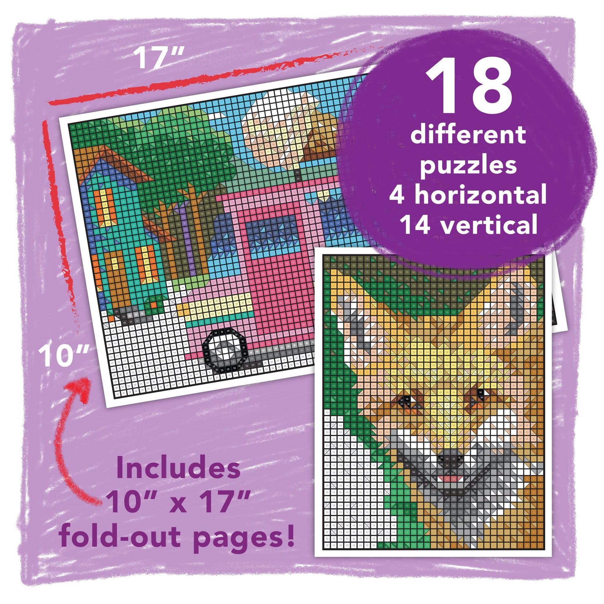 MindWare Color by Number Mystery Mosaics Book 15 - Number-Guided Hidden-Image Coloring Activity Book, Ages 6+