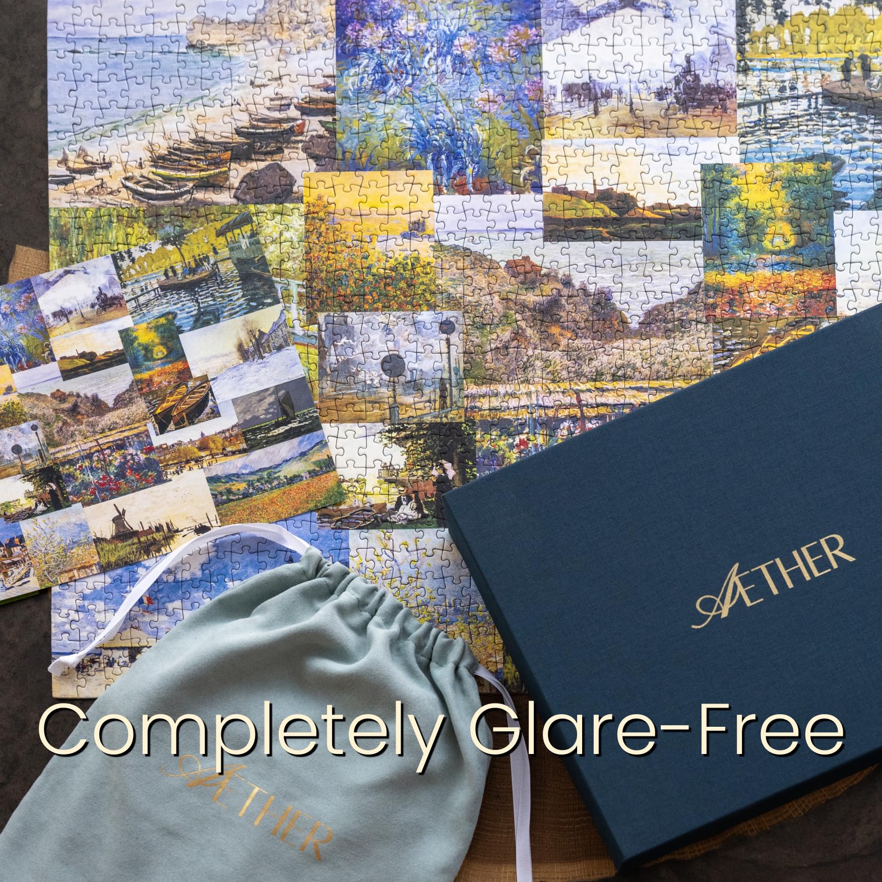 Aether Puzzles - Claude Monet Impressions of Light Part 1, Premium 1000 Piece Jigsaw Puzzle for Adults, Glare-Free, Soft-Touch Puzzles, Made in USA