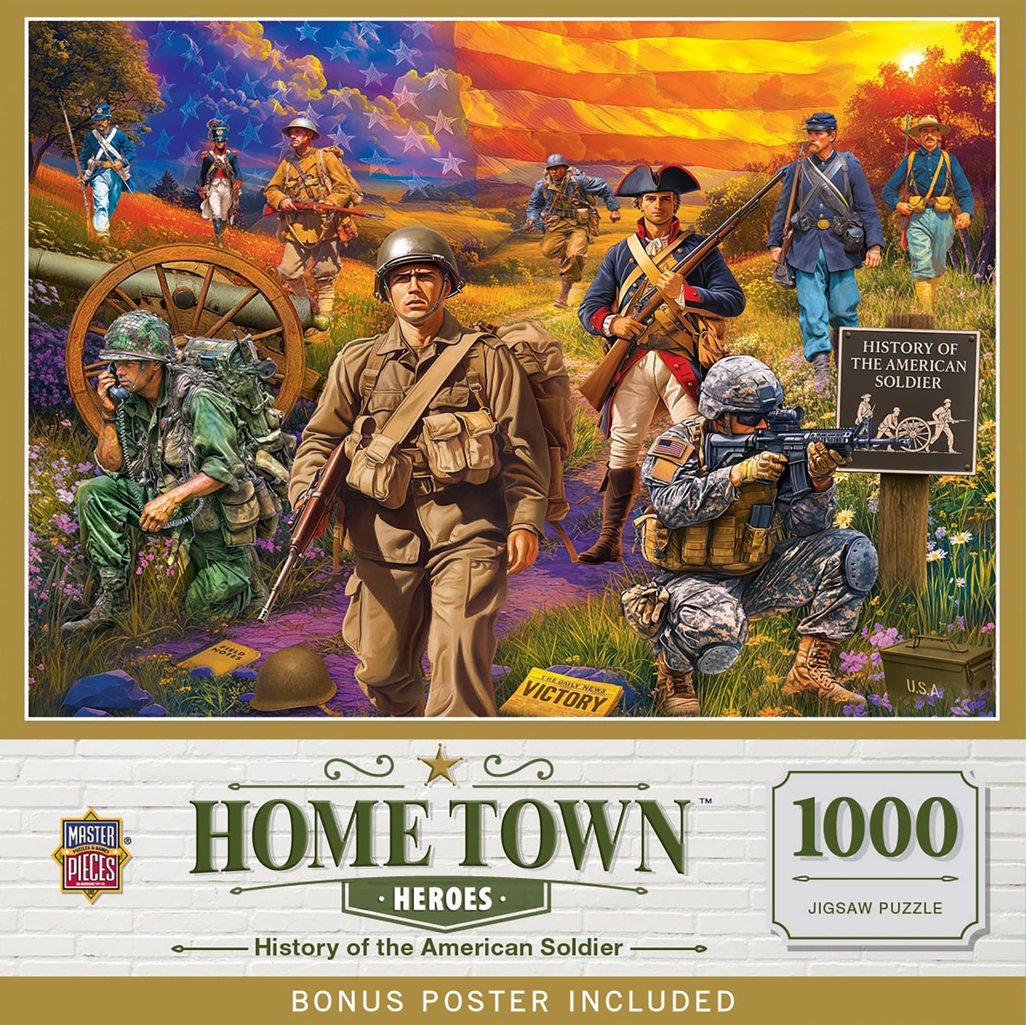 Hometown Heroes - History of the American Soldier 1000 Piece Puzzle - Jigsaw Puzzle with Vibrant Artwork and Durable Pieces - Fun Family Activity