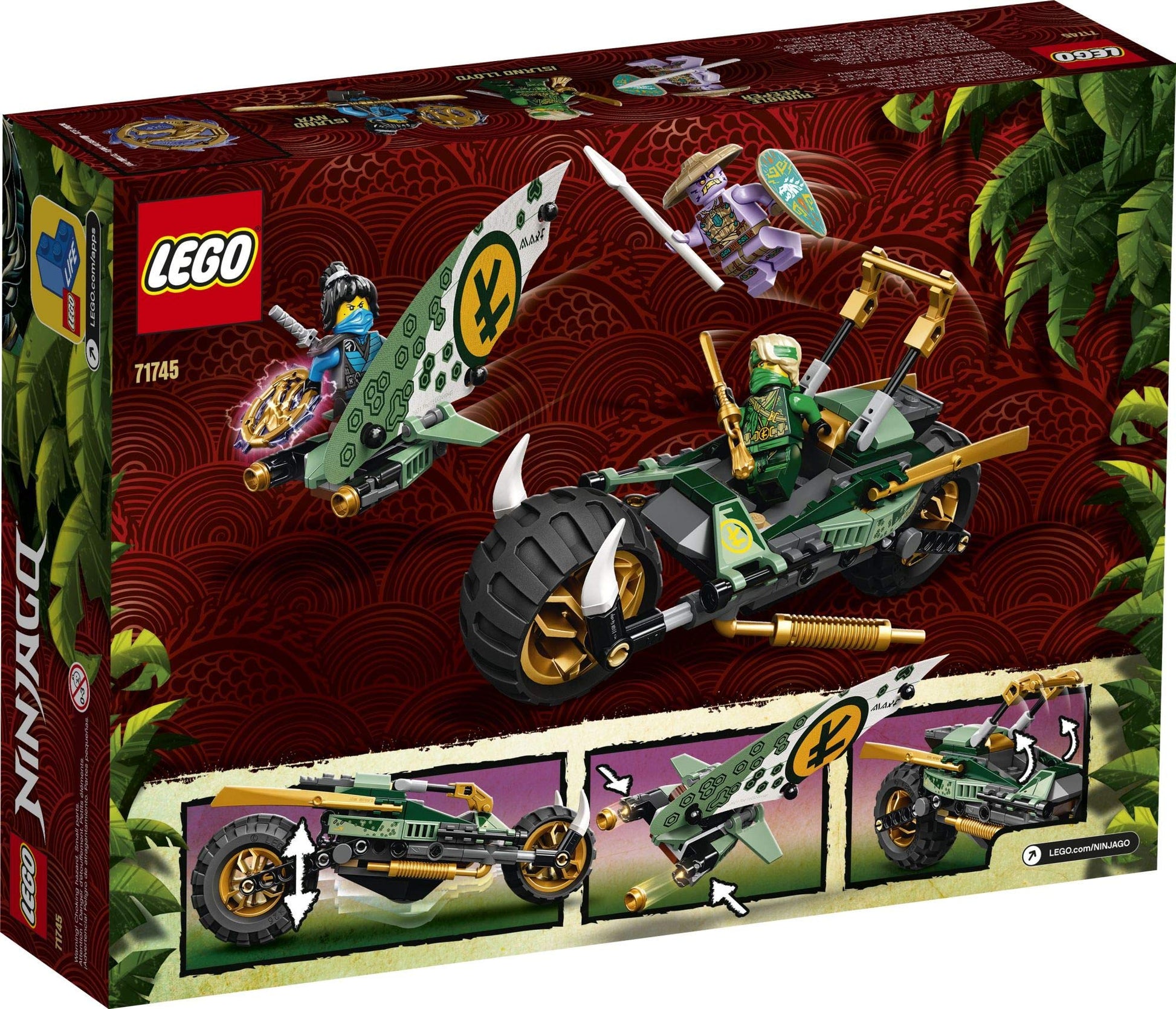 LEGO NINJAGO Lloyd’s Jungle Chopper Bike 71745 Building Kit; Ninja Bike Toy Featuring NINJAGO Lloyd and NYA Minifigures, New 2021 (183 Pieces); Top