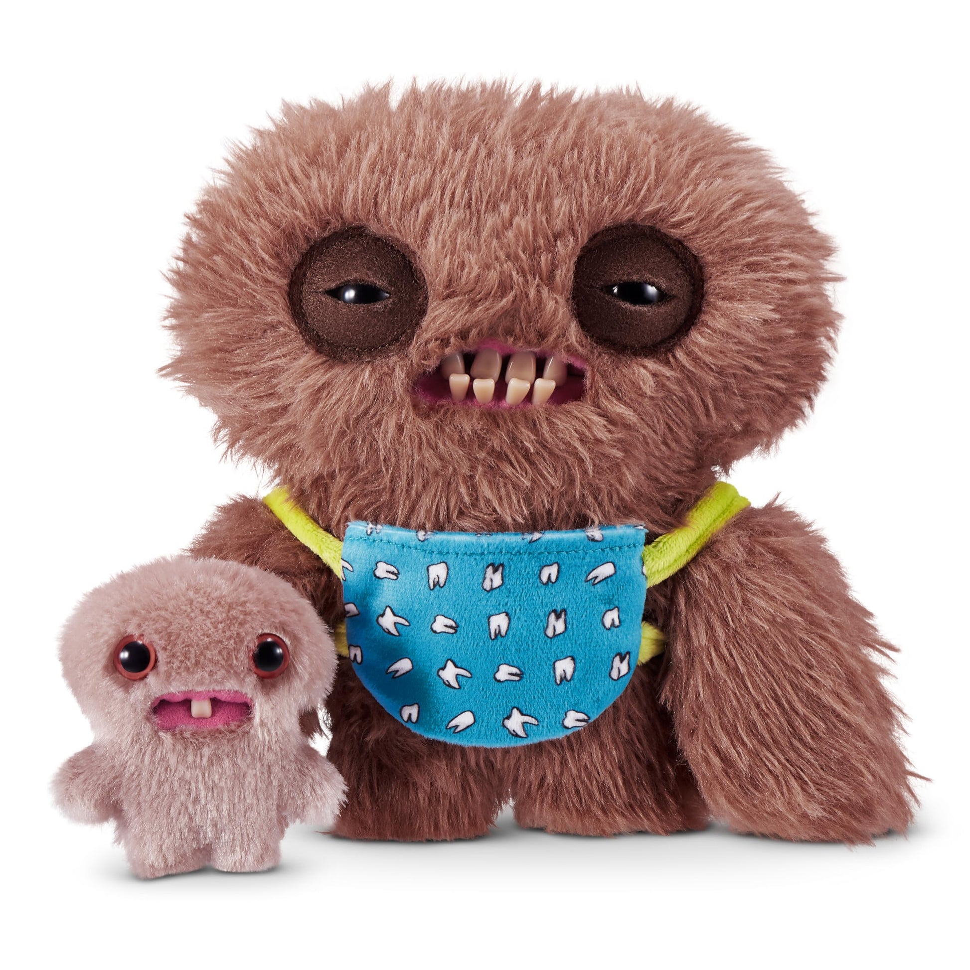 Fuggler Mini Rascals 9-inch Assortment Series 1 (Double Trouble) (Squidge (Brown - Long Pile) by ZURU, Funny Ugly Monster Plush Toy