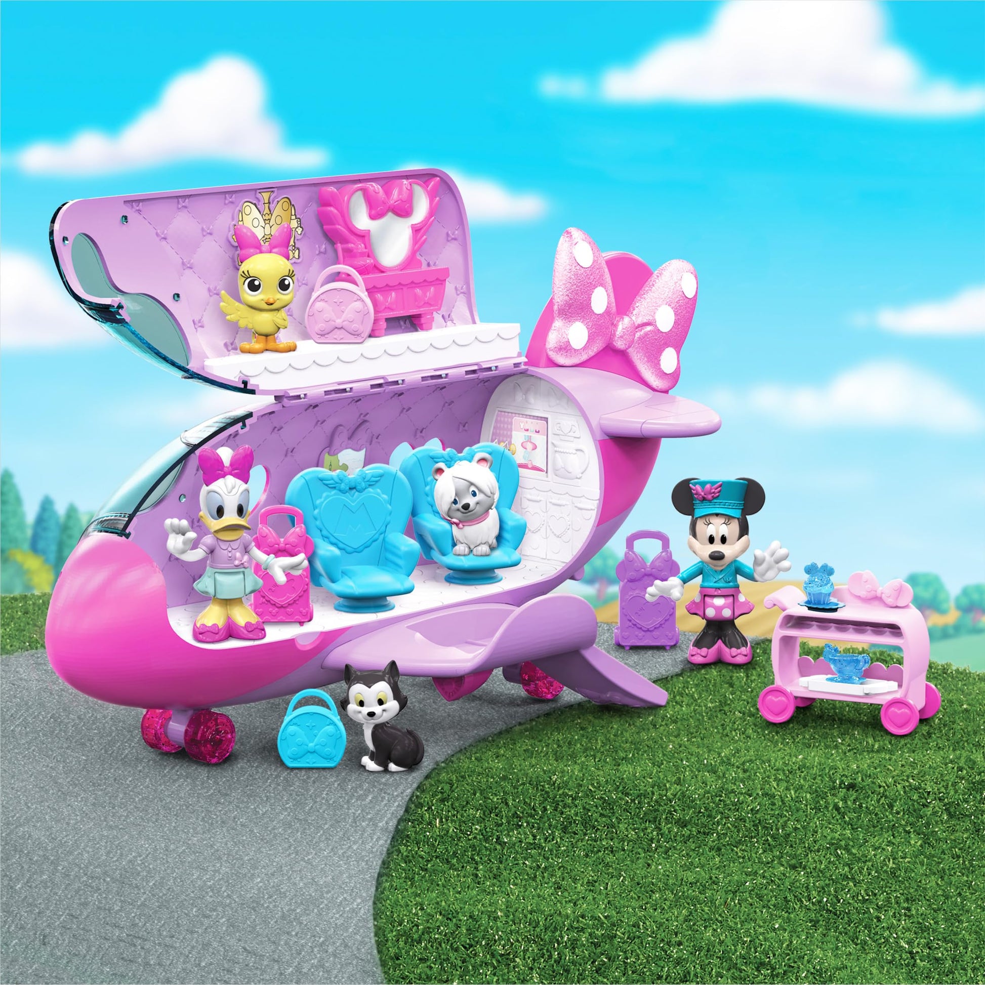 Disney Junior Minnie Mouse Bow-Liner Jet Toy Figures and Playset, Kids Toys for Ages 3 Up by Just Play