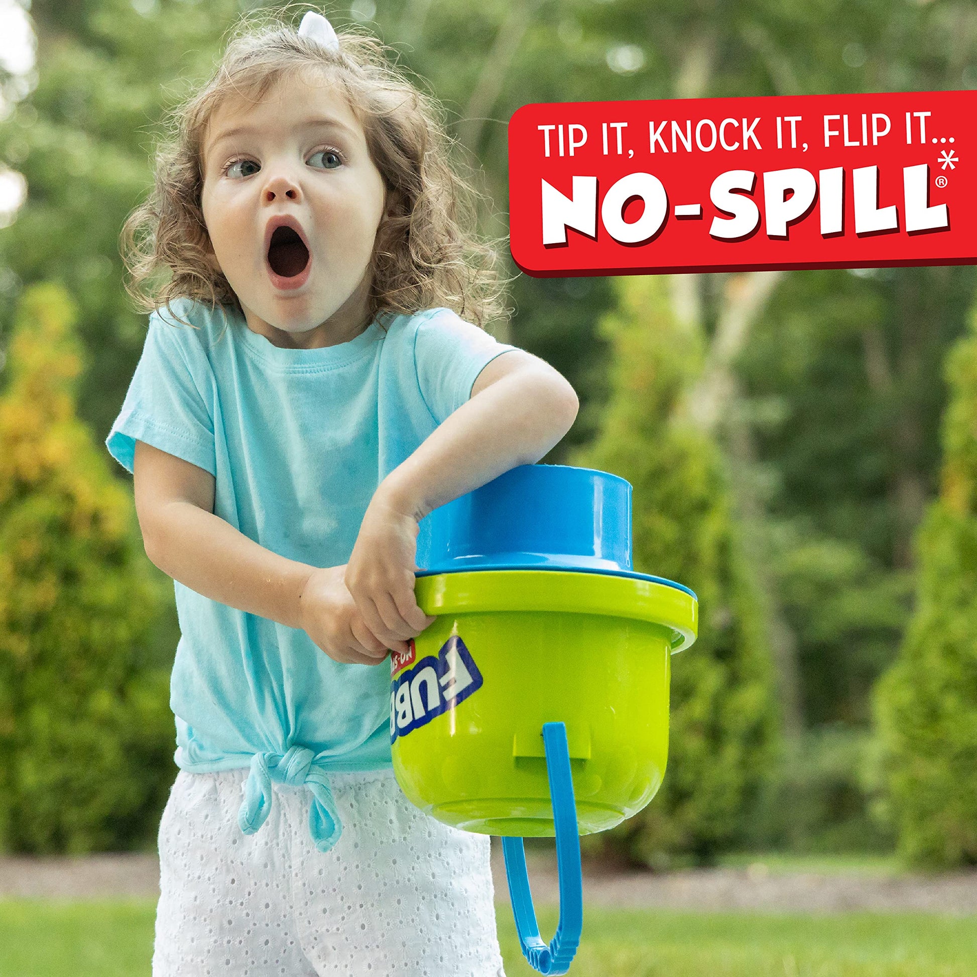 Fubbles Bubbles No-Spill Big Bubble Bucket in Green | Bubbles for Toddlers and Kids of All Ages | Includes Fubbles Bubbles Bucket and 3 Bubble Wands