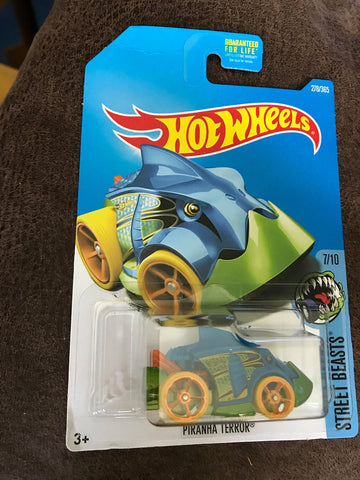 Hot Wheels 2017 Street Beasts Piranha Terror (Piranha Car) 278/365, Blue