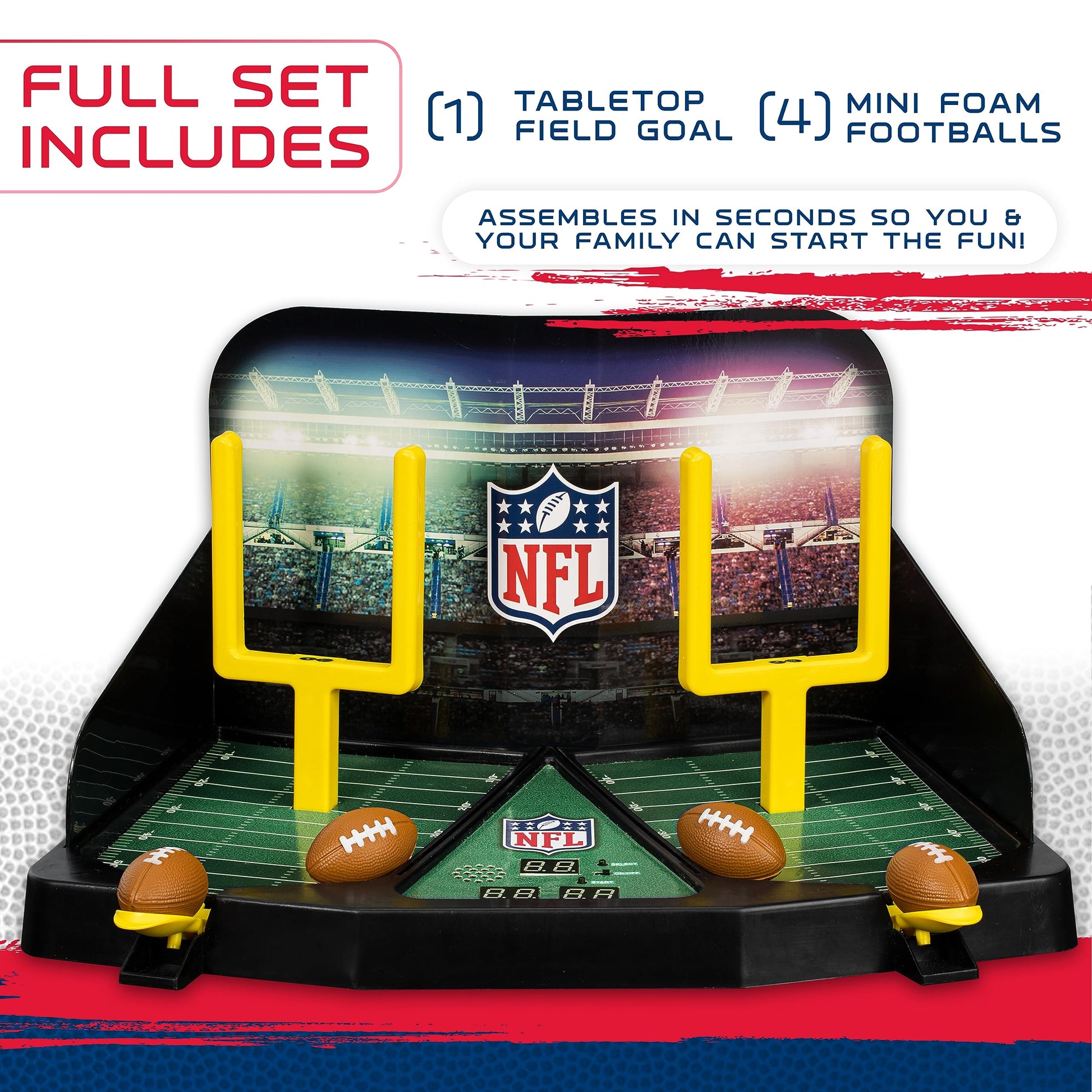 Franklin Sports Mini Football Field Goal Tabletop Game - Flying Field Goal Mini Football for Kids + Adults - Fun Indoor Sports Table Game for All Ages