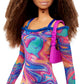 Barbie Fashionistas Doll #206 with Crimped Hair & Freckles Wearing Removable Rainbow Marble-Print Dress, Green Mules & Purse