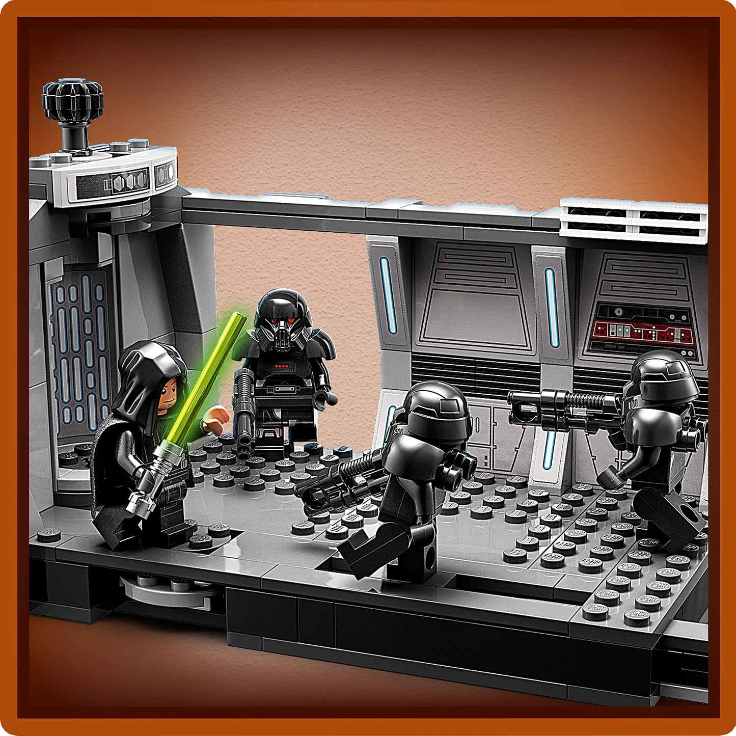 LEGO Star Wars Dark Trooper Attack Set, Mandalorian Building Toy 75324, with Revolving Elevator, Luke Skywalker Minifigure and Lightsaber, Pretend