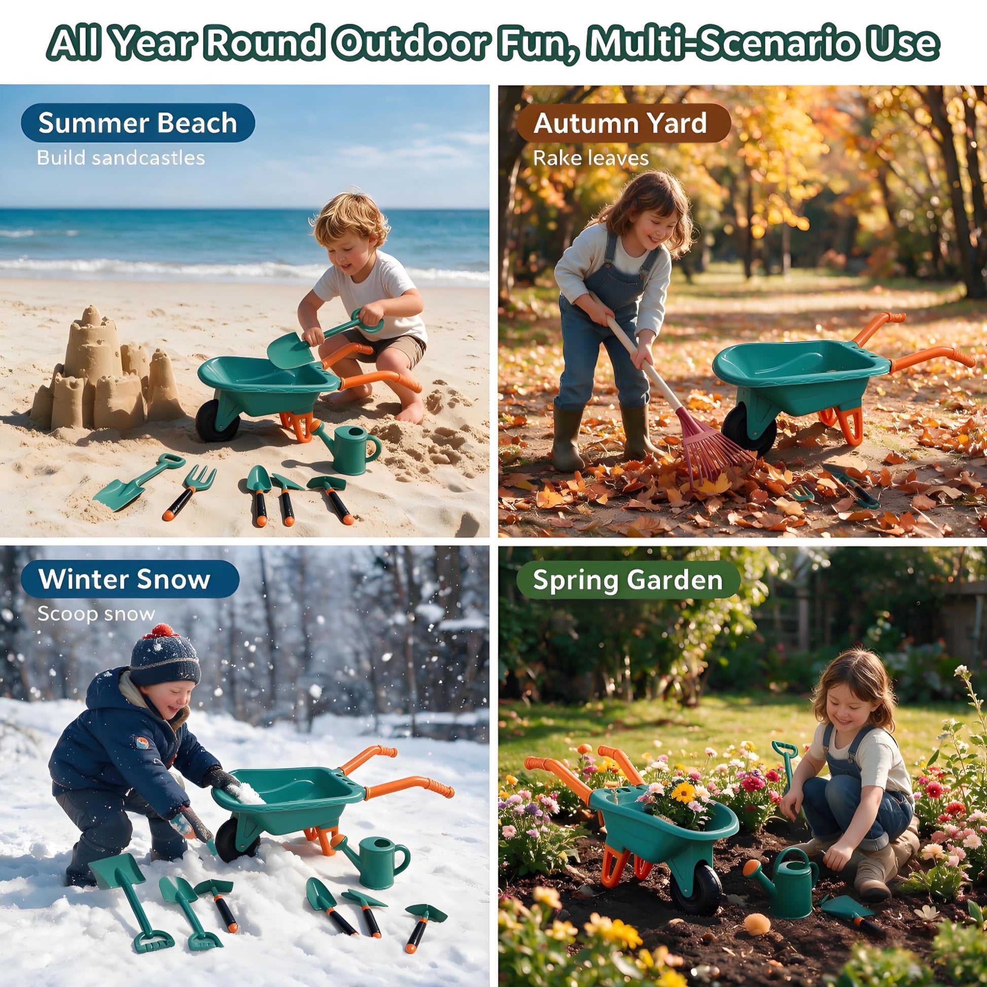 Kids Gardening Tools Set, 8 Pcs Kids Outdoor Garden Beach Sand Toy Kit