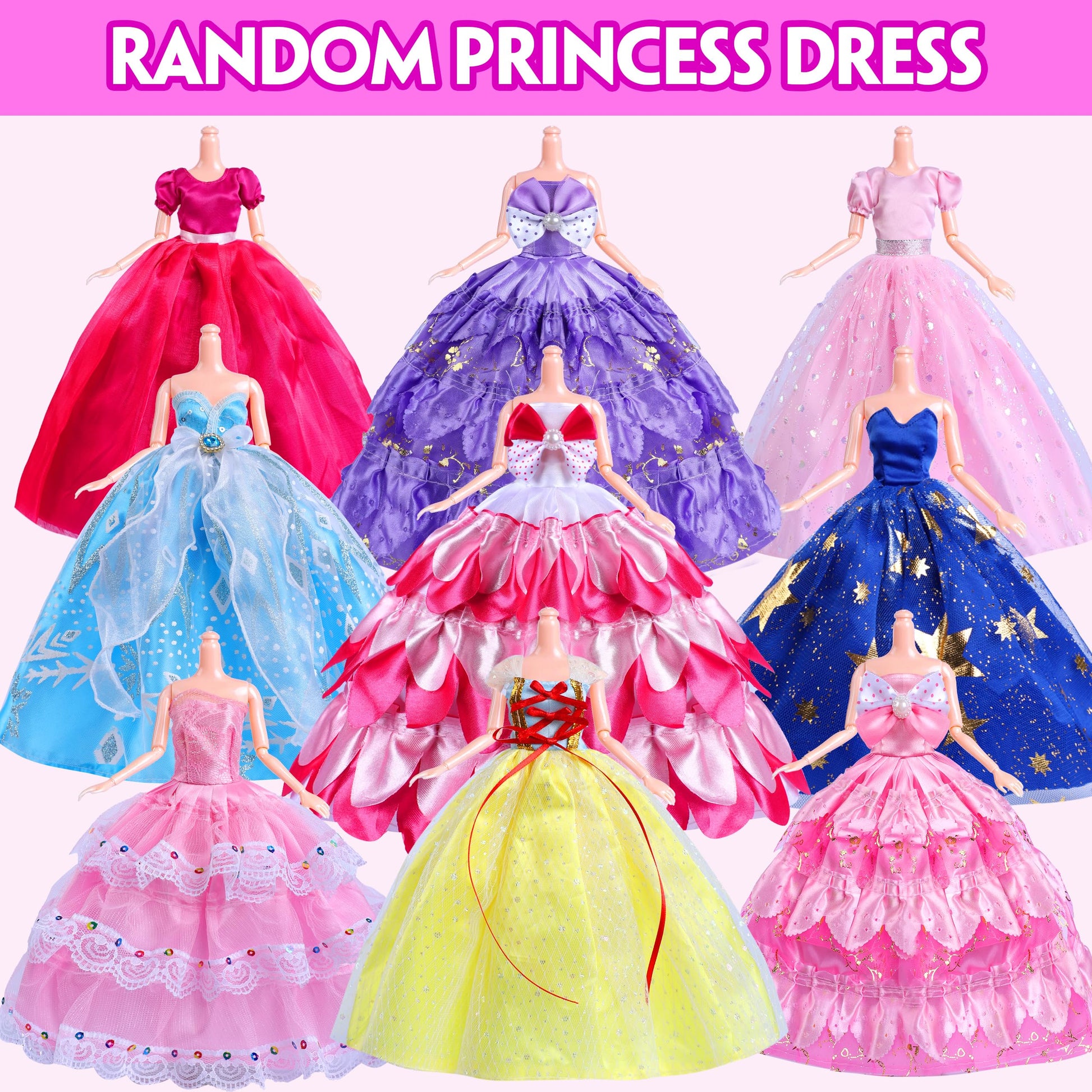 110PCS Doll Clothes and Accessories for 11.5 inch Dolls -Princess Gowns, Fashion Dresses, Slip Dresses, Top, Pants, Jumpsuit, Swimsuits, Shoes