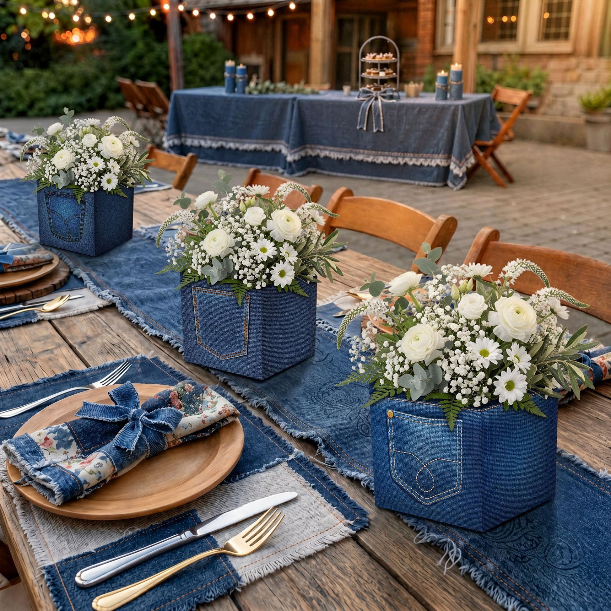 MegaCastle 12 Pack Denim and Diamonds Centerpieces Denim Party Decorations Blue Jean Baby Cowboy Baby Shower Decorations Denim Baby Shower Decorations