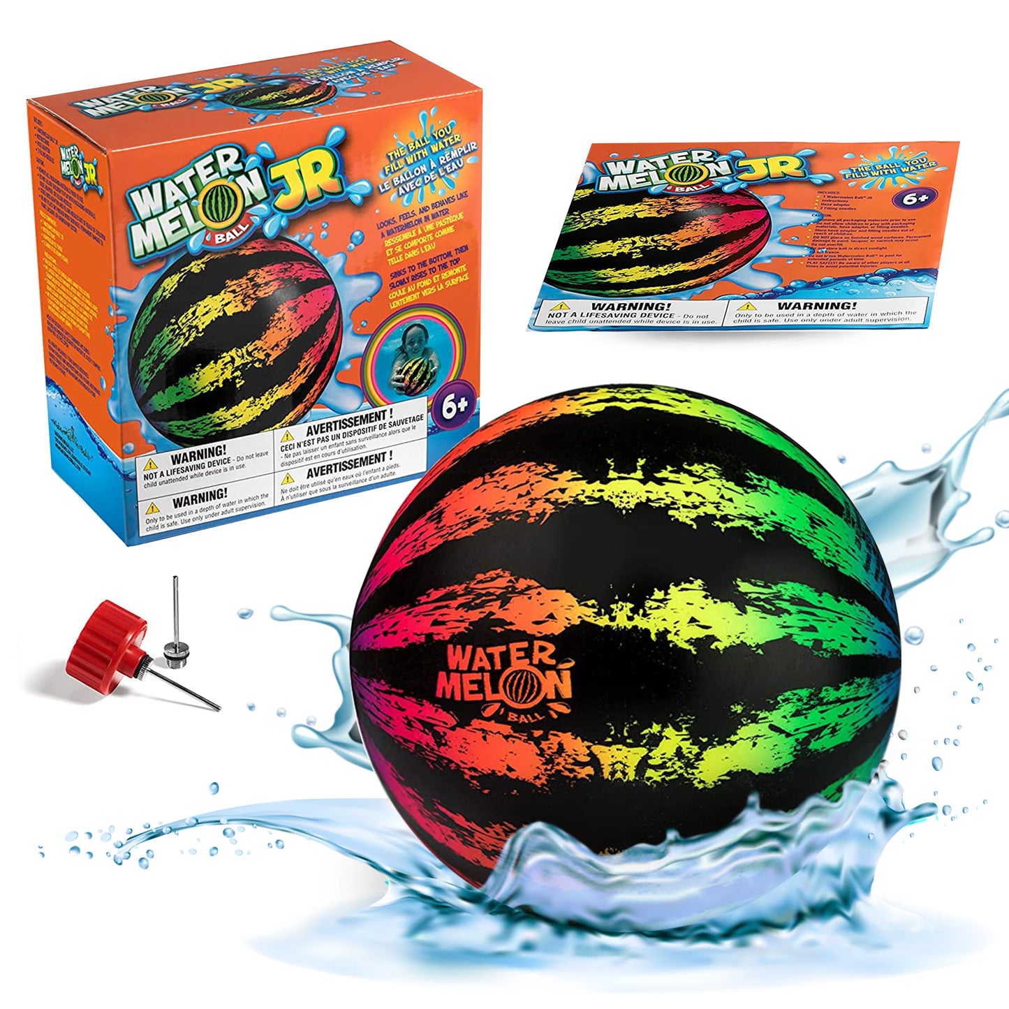 Watermelon Ball JR Durable Fillable Pool Toy for Underwater Games - Football, Basketball & Rugby - Perfect for Water Parties - Fun for Adults & Kids