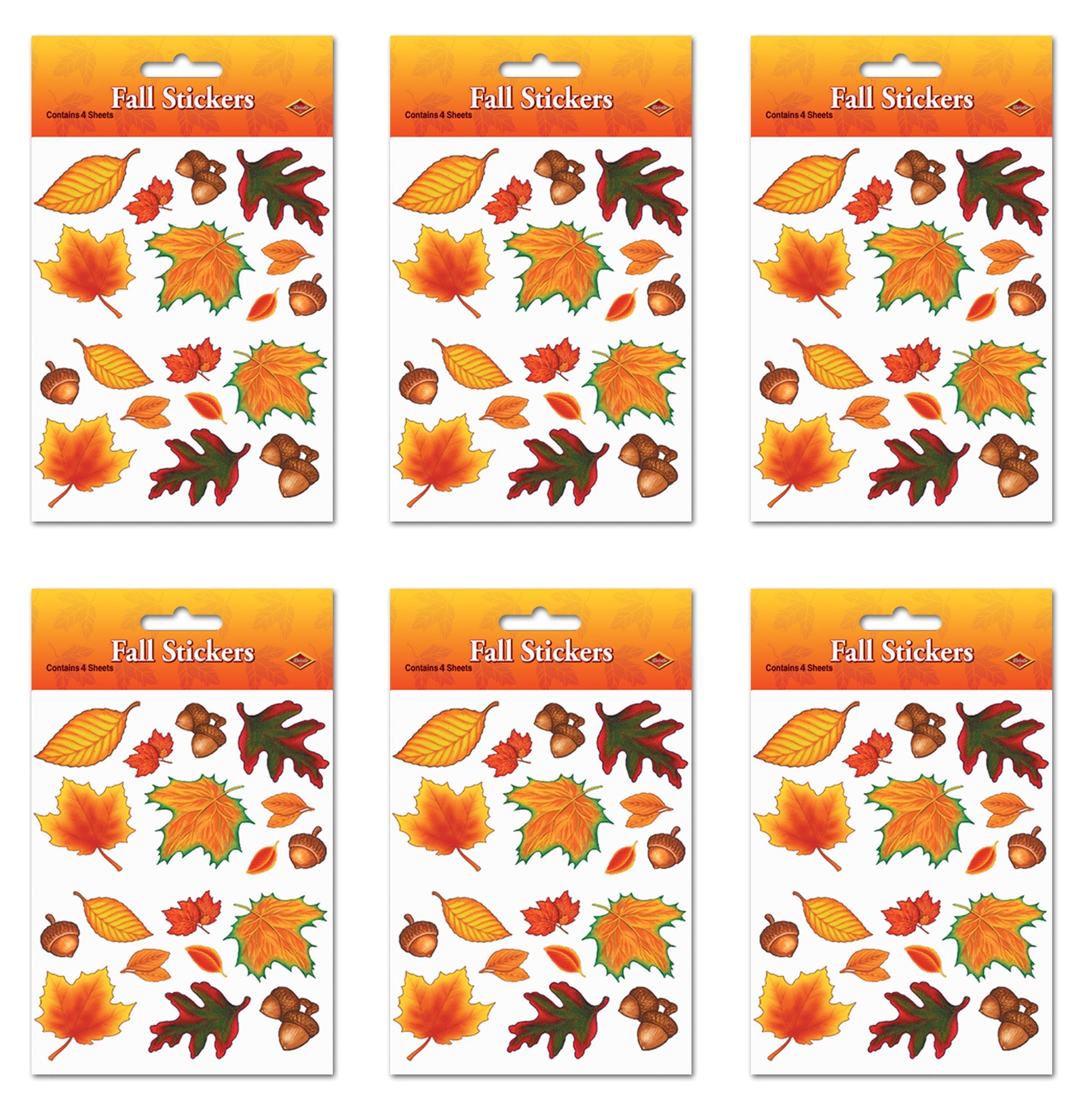 Beistle 24-Sheet Thanksgiving Fall Stickers, Festive Autumn Leaves & Acorn Sticker Pack for Harvest Party Favors, Scrapbooks and DIY Crafts
