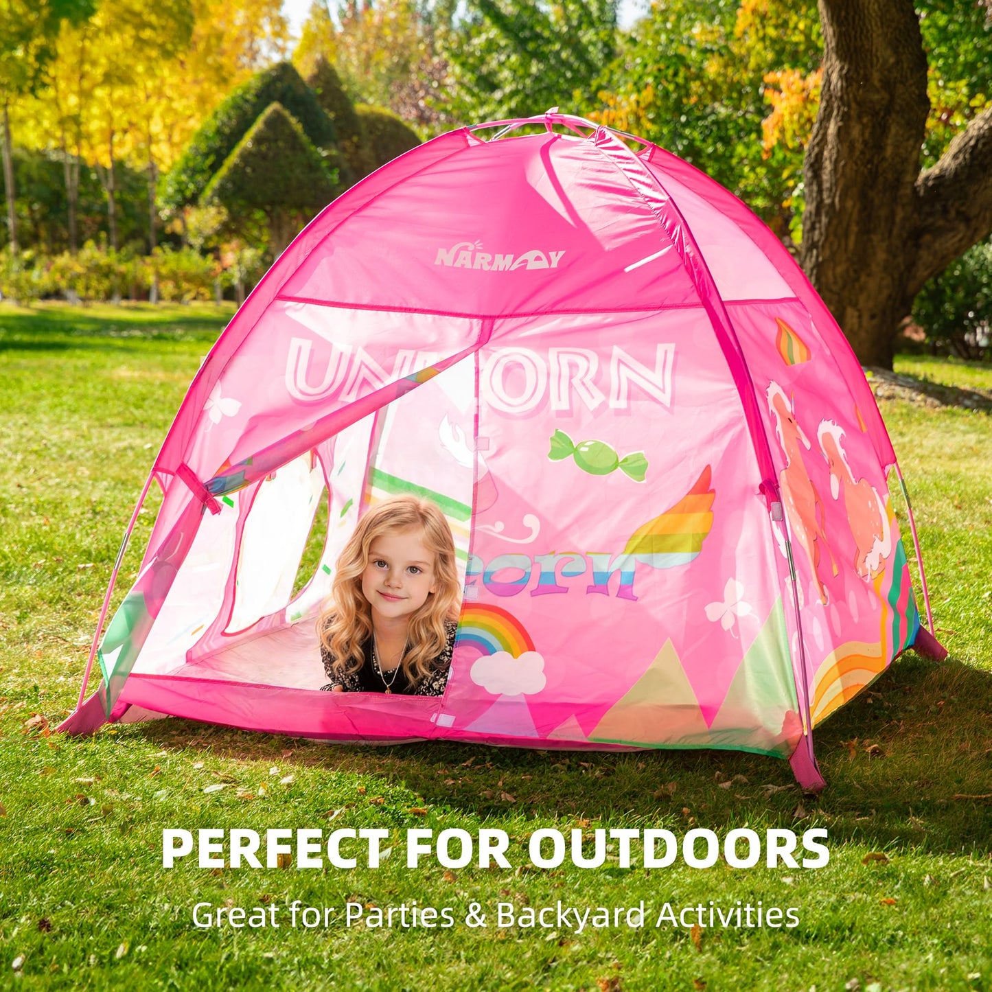 NARMAY® Play Tent Unicorn Dome Tent for Kids Indoor/Outdoor Fun - 48 x 48 x 40 inch