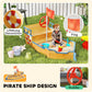 Outsunny Wooden Kids Sandbox Ship-Shape Outdoor Sandboat Natural Wood