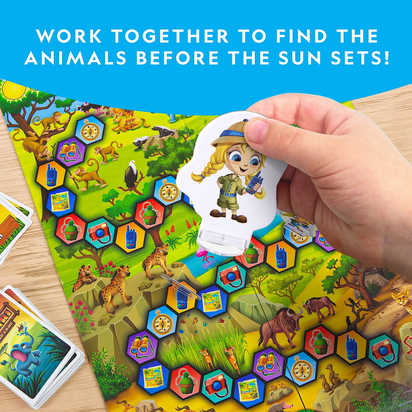 NATIONAL GEOGRAPHIC My First Safari Board Game for Kids 4-6 Animal Game for Adults, Cooperative Fun Perfect for Family Game Night, Board Games