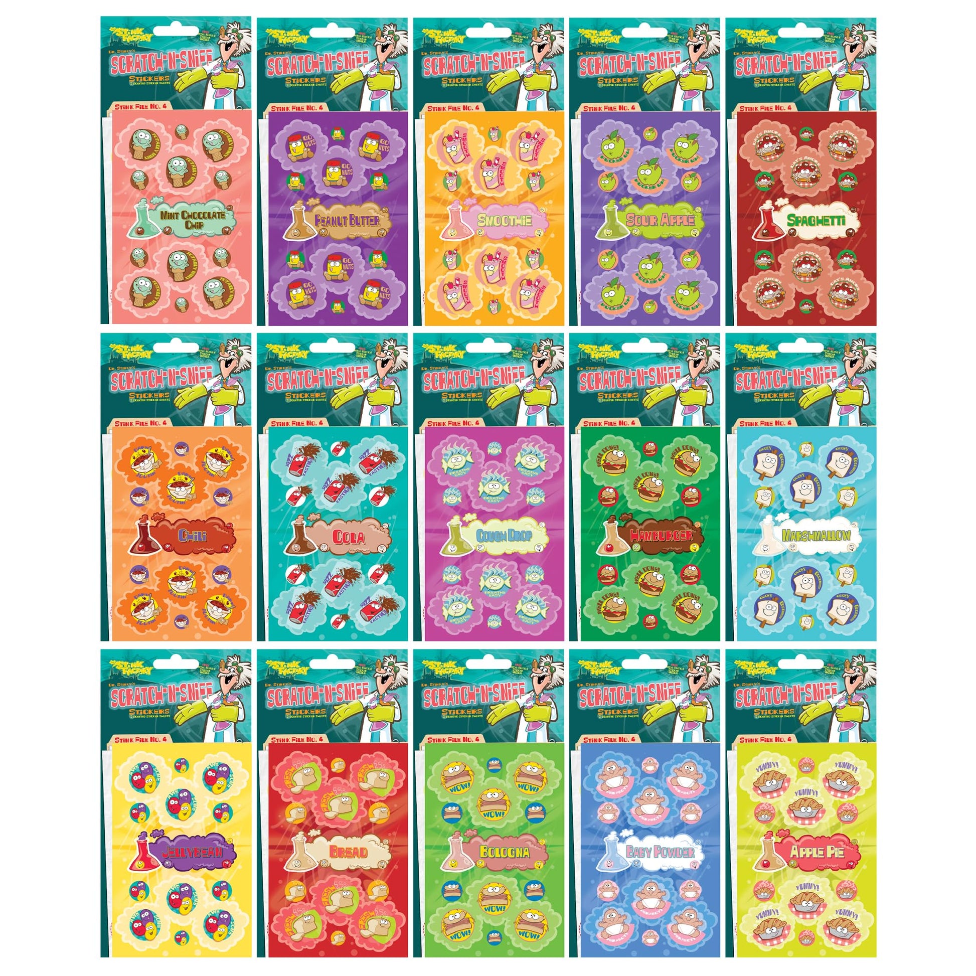 Just For Laughs Dr. Stinky's Scratch N Sniff Stickers 15-Pack, 405 Total (Series 4)